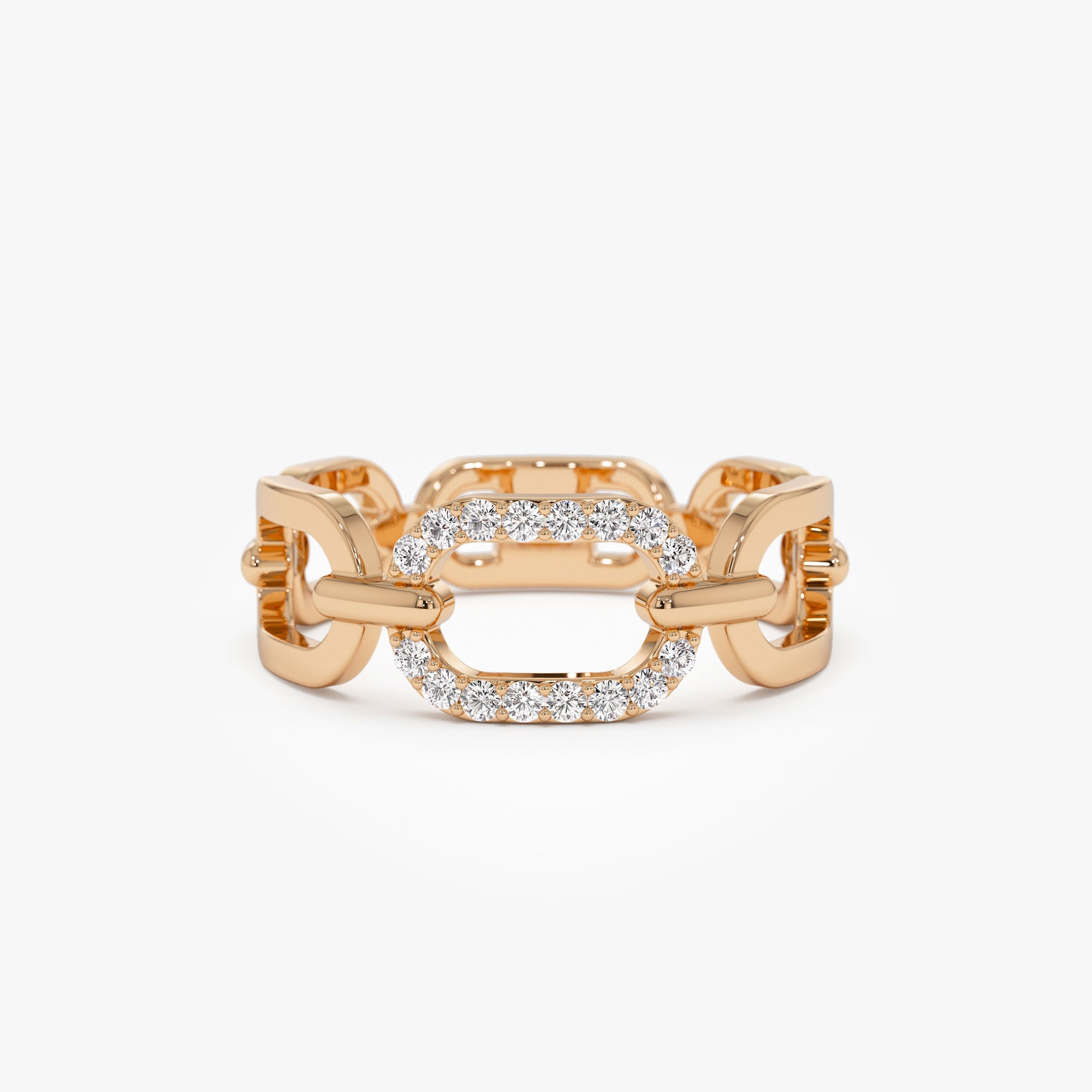 OBFJ1318 - 14k Diamond Buckle Chain Ring 6