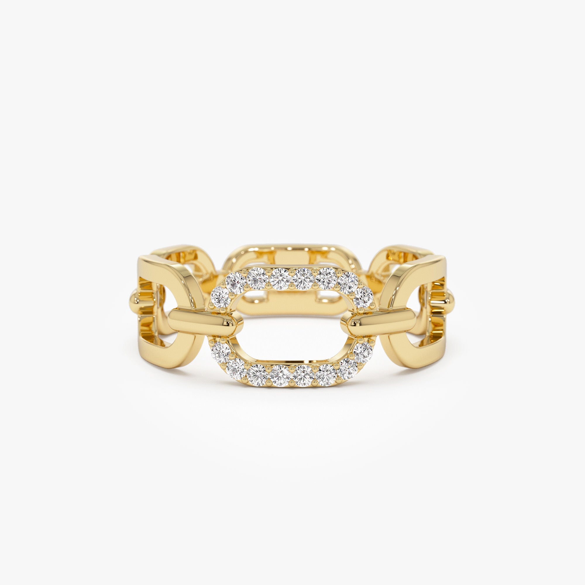 OBFJ1318 - 14k Diamond Buckle Chain Ring 1