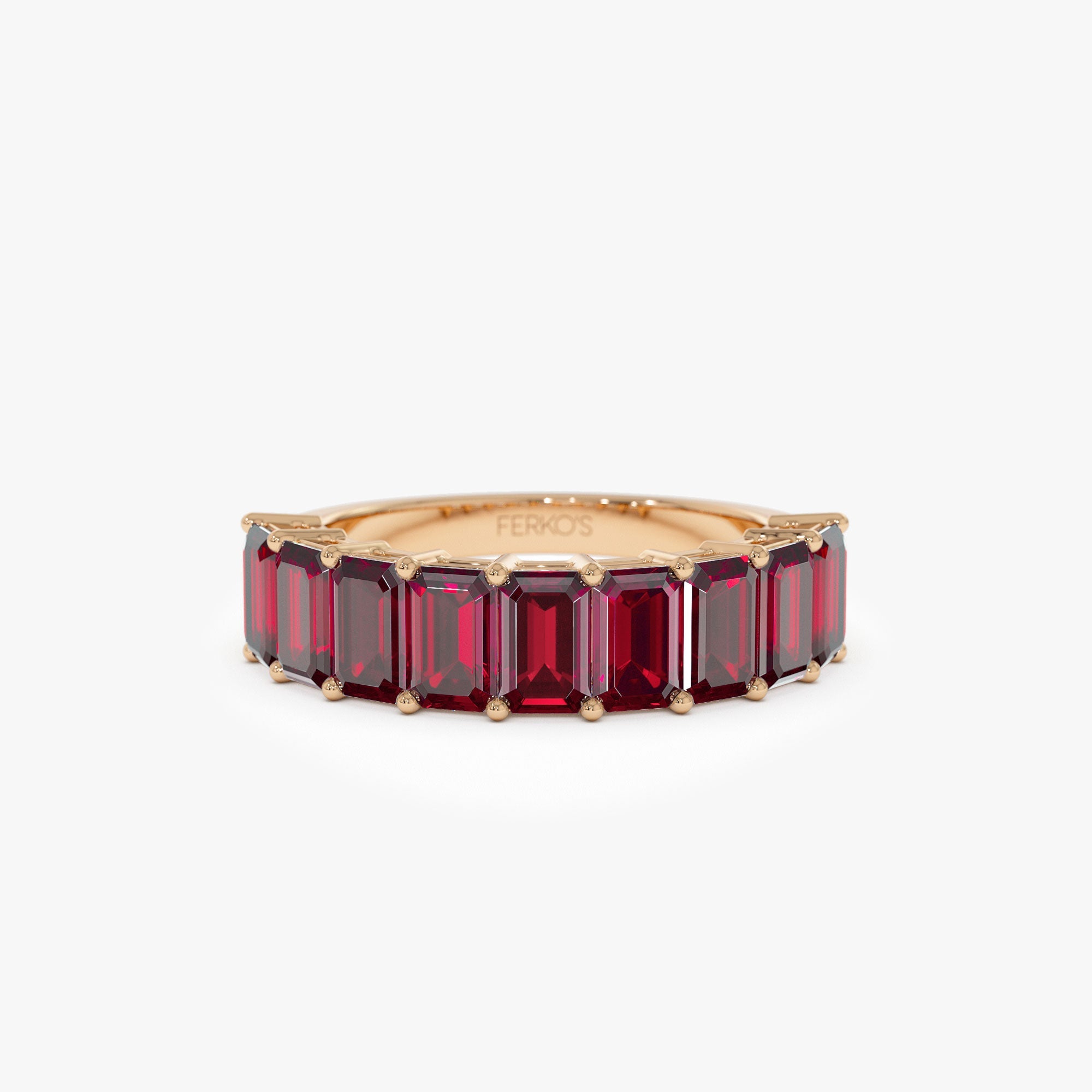 OBFJ1322 - 14k Emerald Cut Garnet Nine Stone Ring 3.00ctw 6