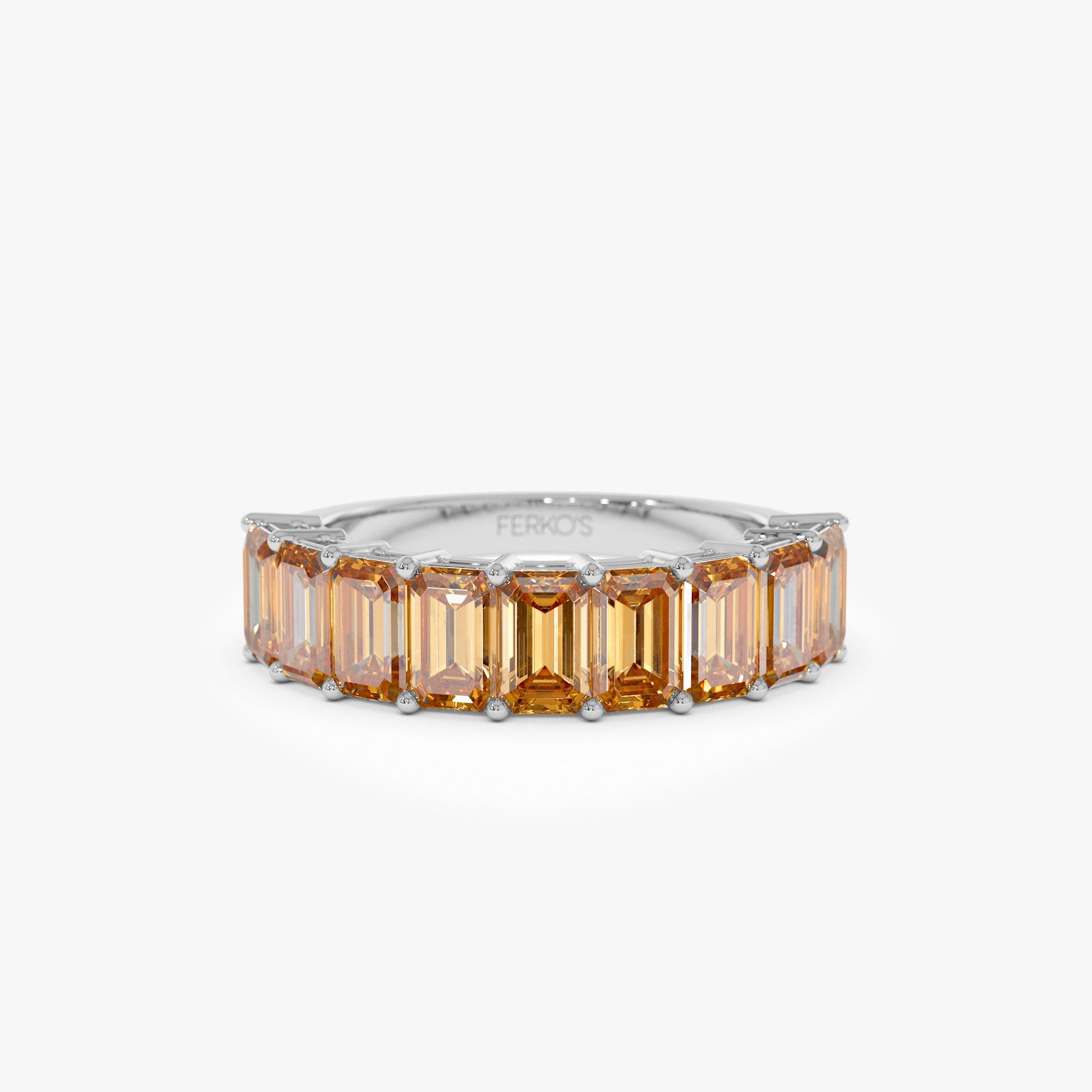 OBFJ1323 - 14k Emerald Cut Citrine Nine Stone Ring 2.70ctw 7