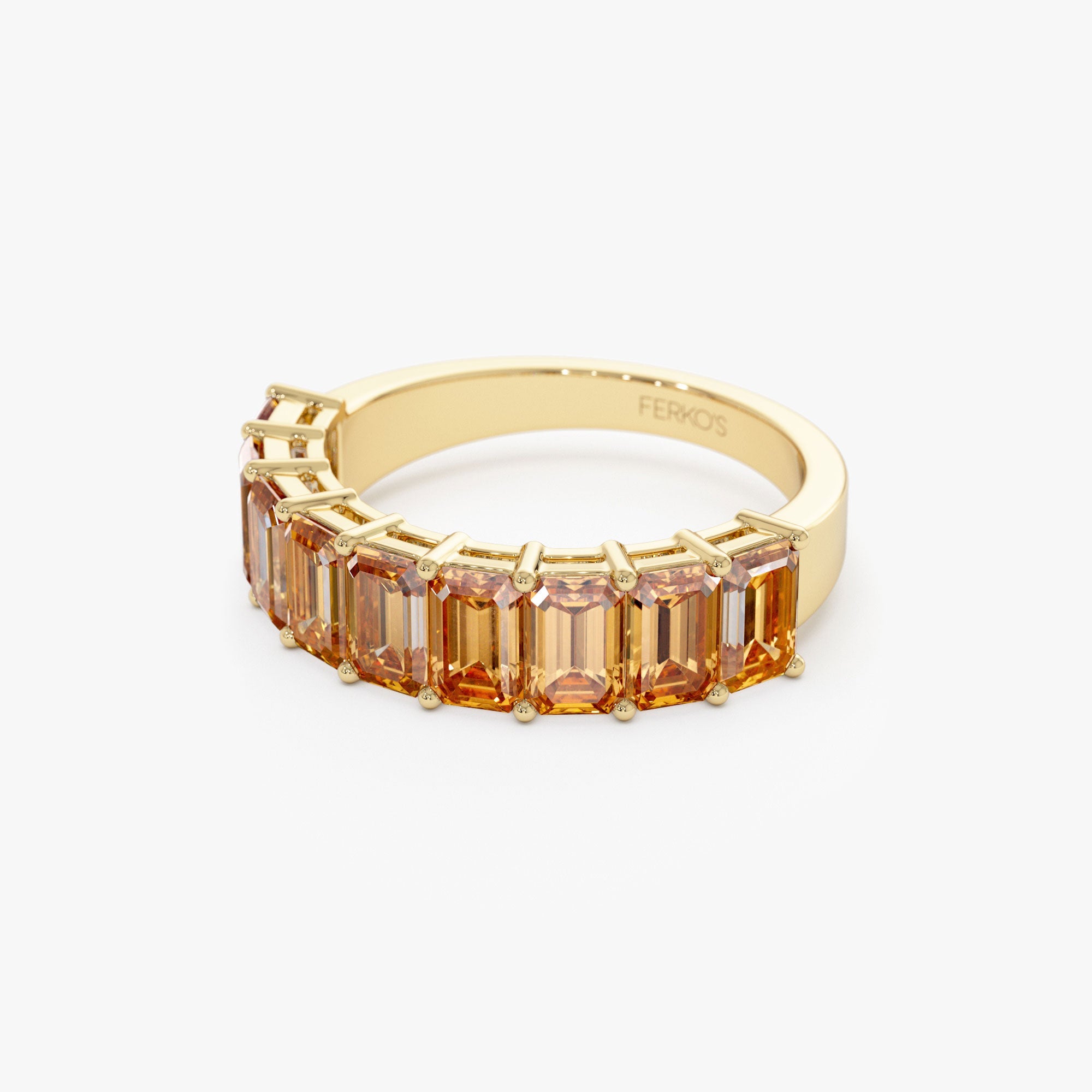 OBFJ1323 - 14k Emerald Cut Citrine Nine Stone Ring 2.70ctw 8