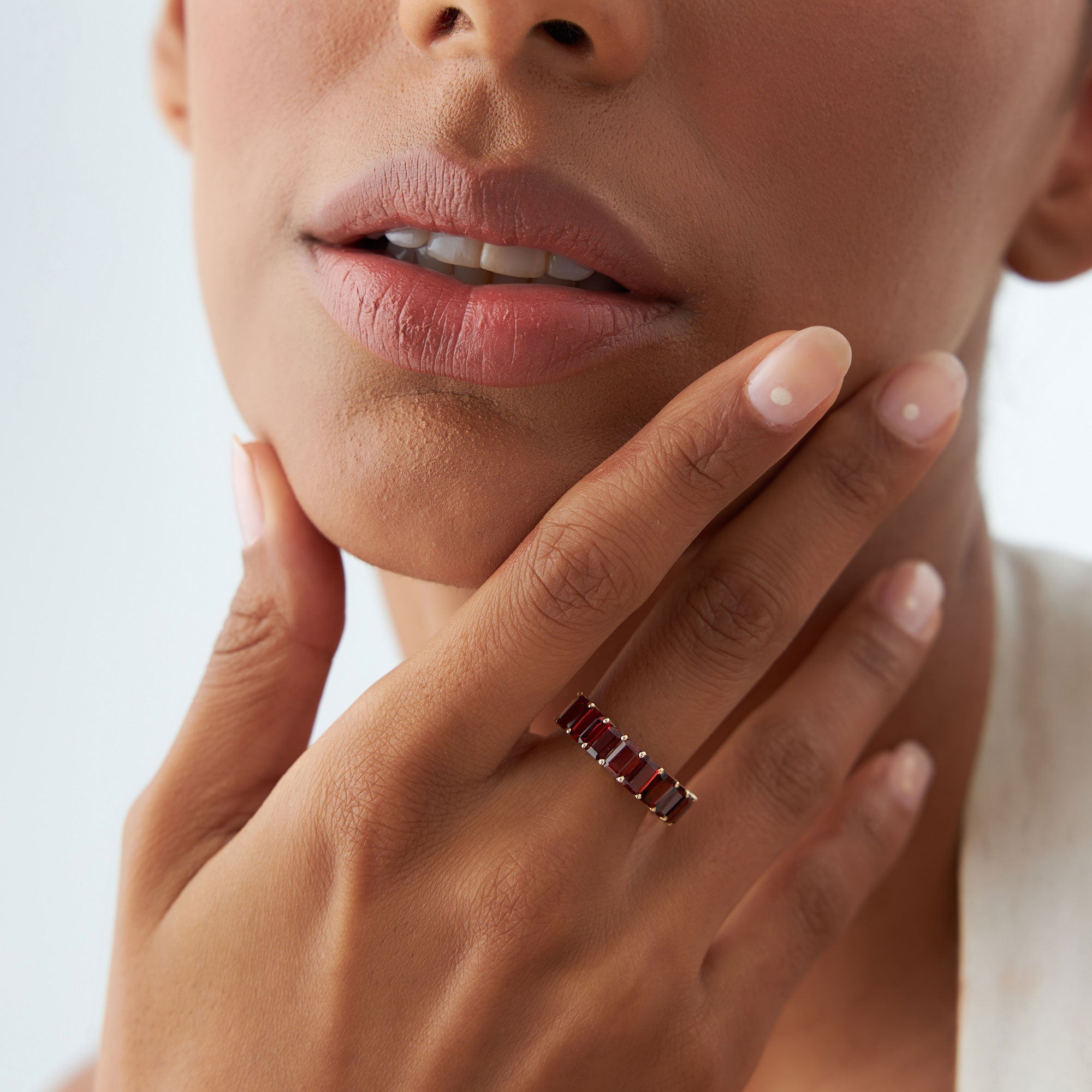 OBFJ1322 - 14k Emerald Cut Garnet Nine Stone Ring 3.00ctw 3