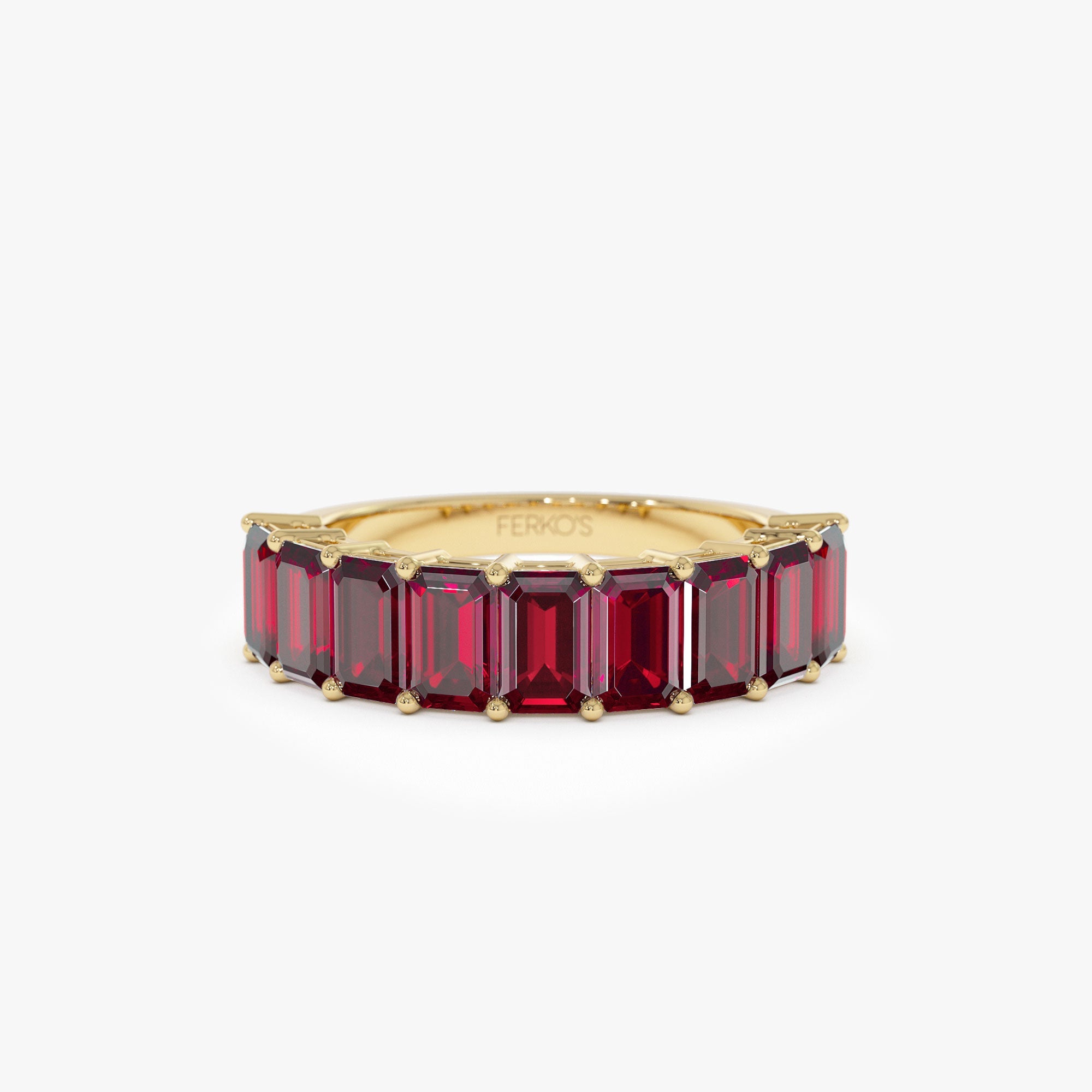 OBFJ1322 - 14k Emerald Cut Garnet Nine Stone Ring 3.00ctw 1