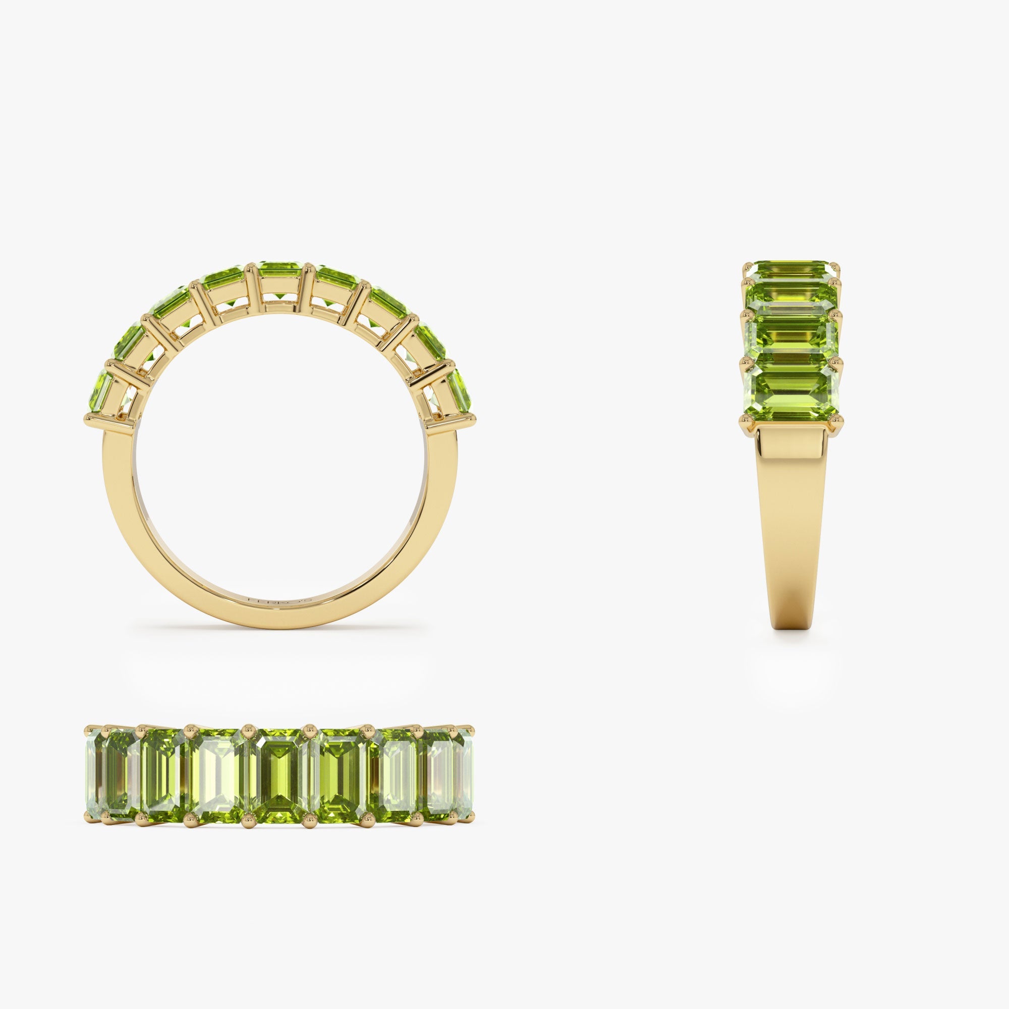 OBFJ1321 - 14k Emerald Cut Peridot Nine Stone Ring 2.35ctw 9