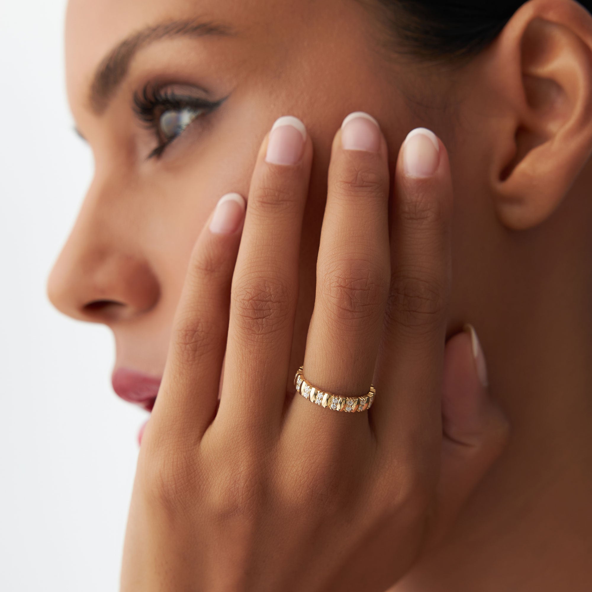 OBFJ1191 - 14k Unique Double Row Diamond Eternity Ring 3