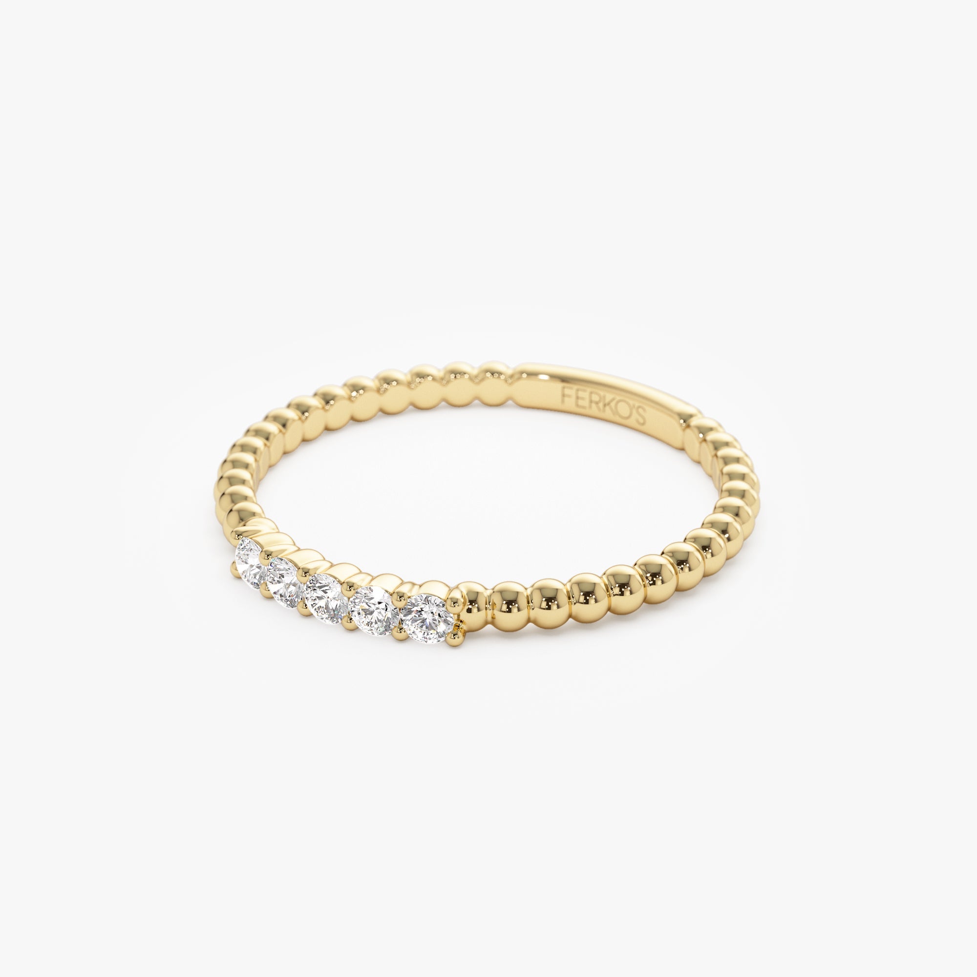OBFJ1110 - 14K Stacking Dainty Beaded Diamond Band 9