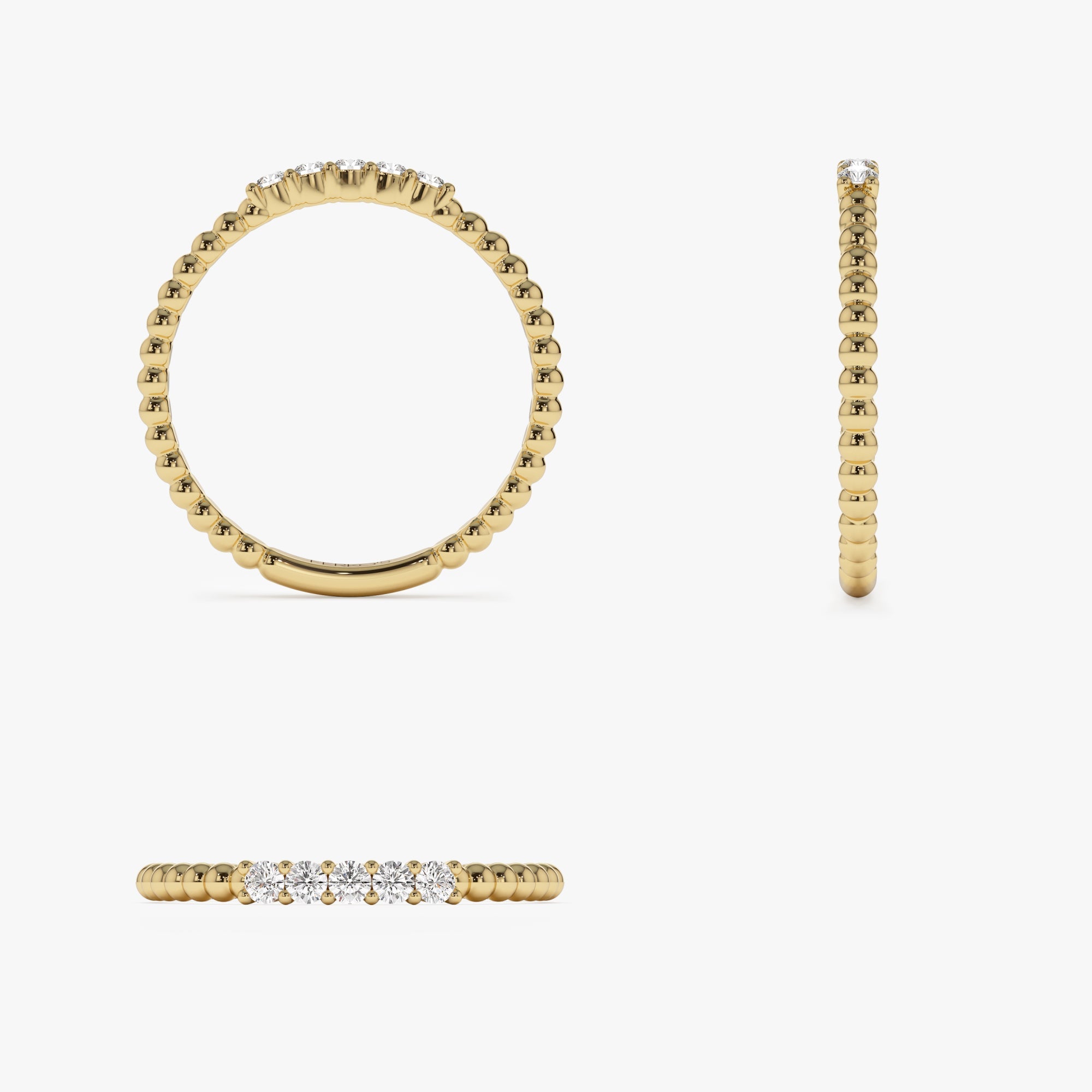 OBFJ1110 - 14K Stacking Dainty Beaded Diamond Band 10