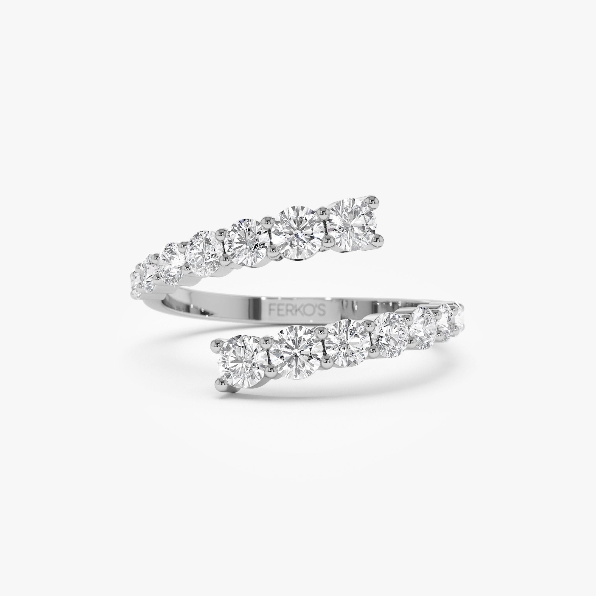 OBFJ1088 - 14k Cross Over Graduated Diamond Wrap Ring 8