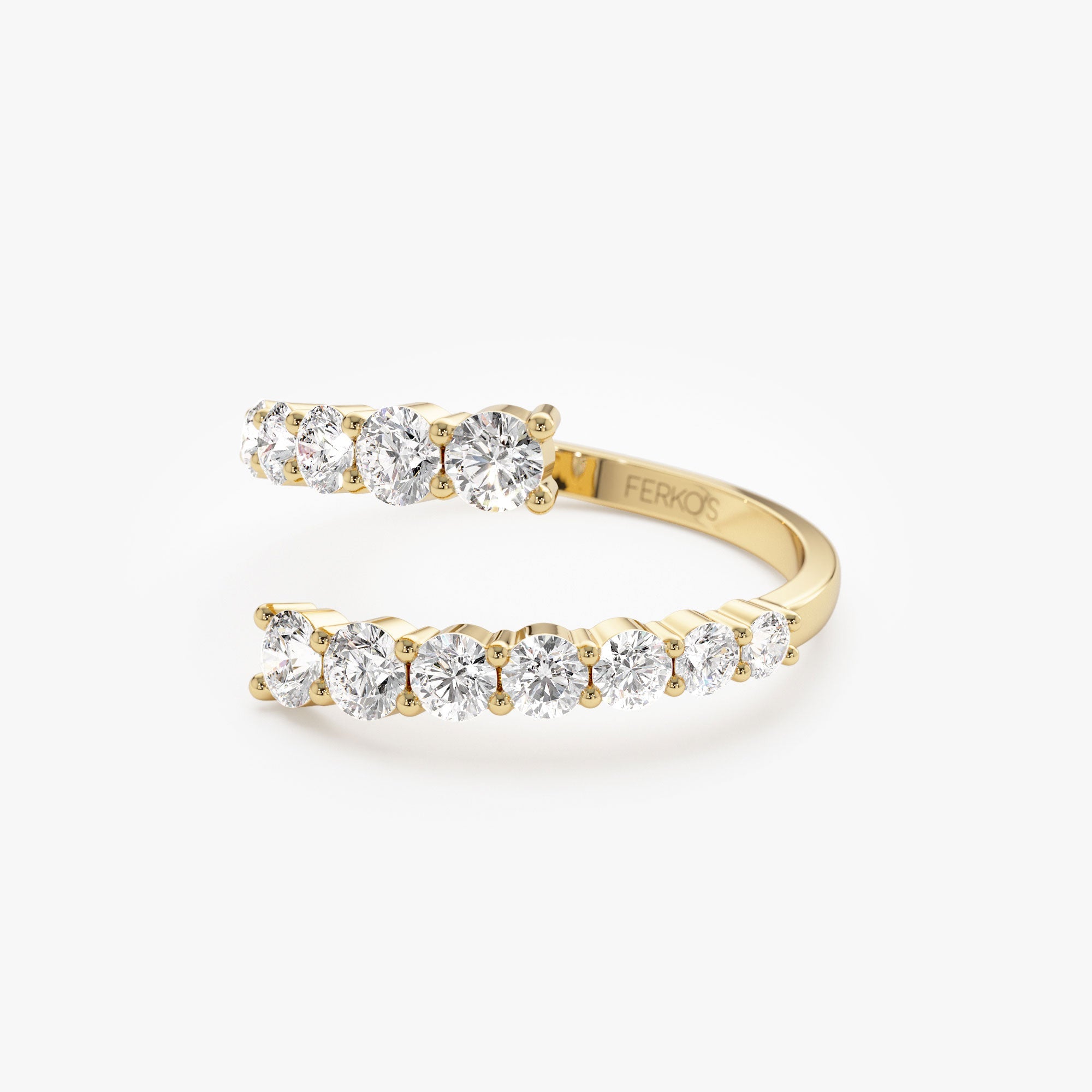 OBFJ1088 - 14k Cross Over Graduated Diamond Wrap Ring 9