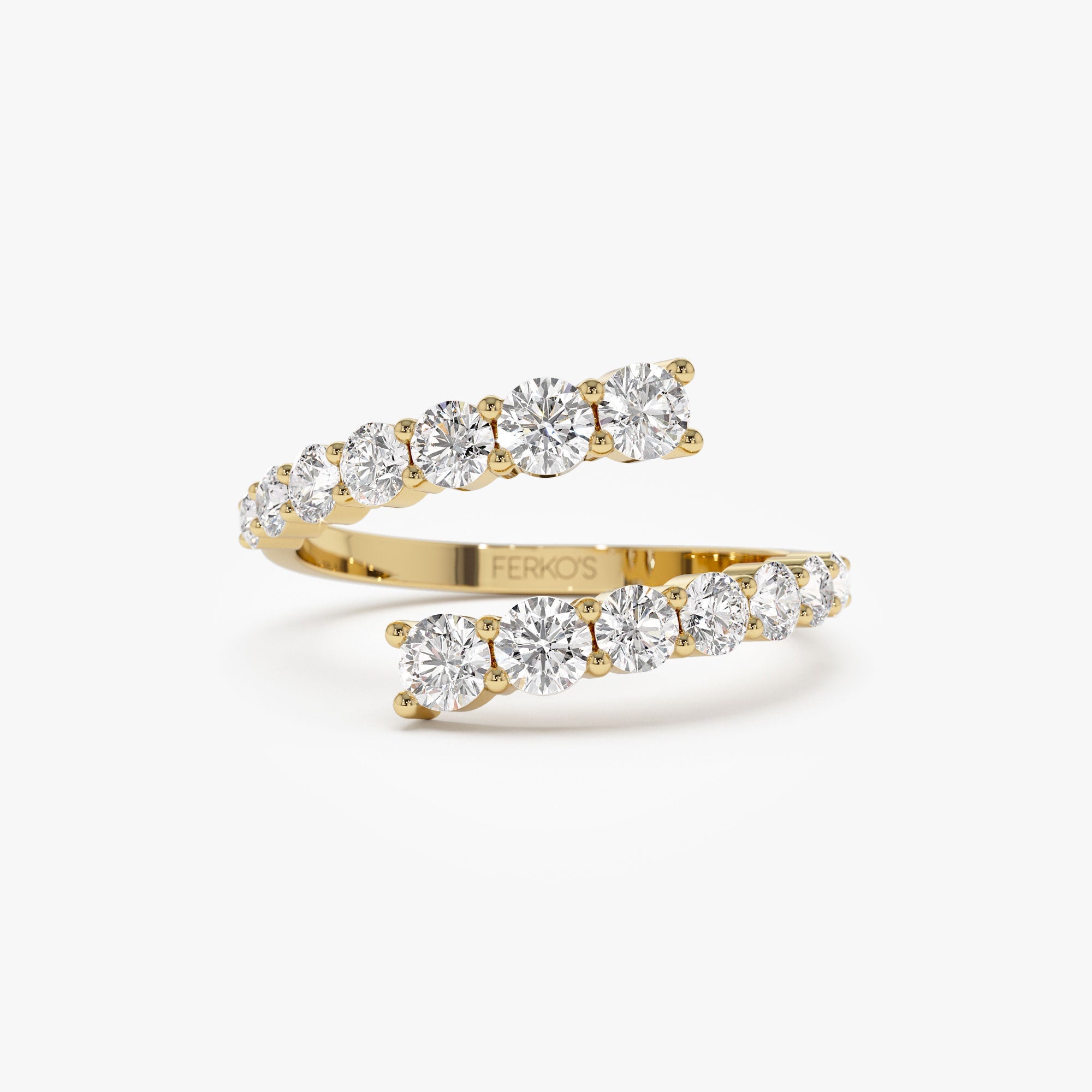 OBFJ1088 - 14k Cross Over Graduated Diamond Wrap Ring 1