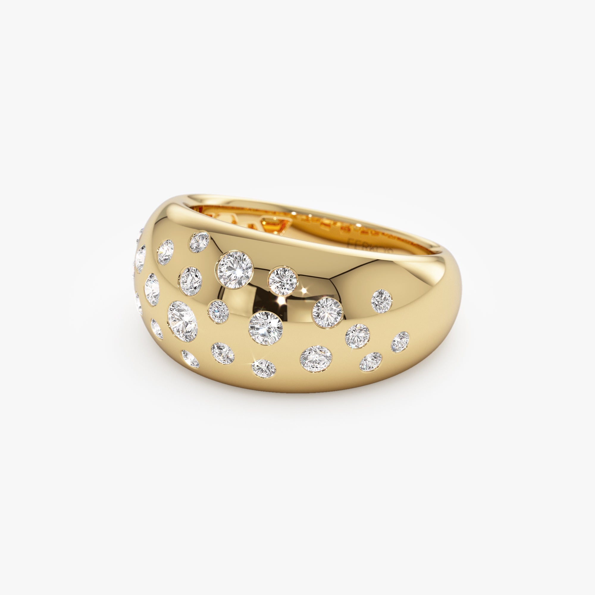 OBFJ1046 - 14k Gold Flush Setting Cluster Dome Ring 11