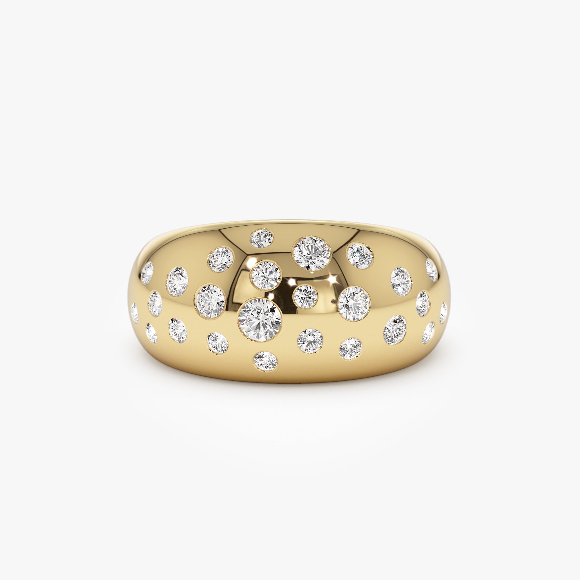 OBFJ1046 - 14k Gold Flush Setting Cluster Dome Ring 1