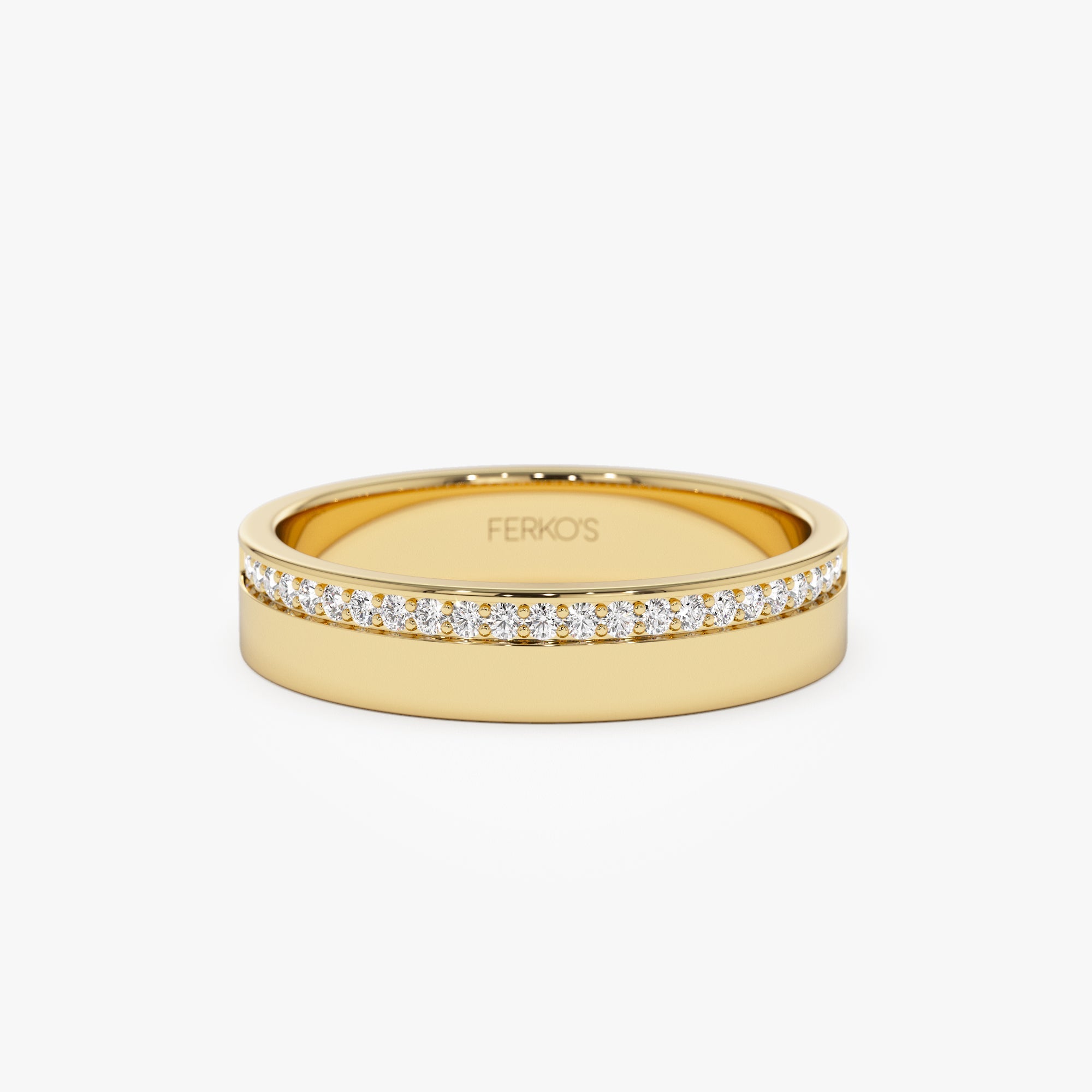 OBFJ1034 - 14K 4MM Half Eternity Diamond Wedding Band 1