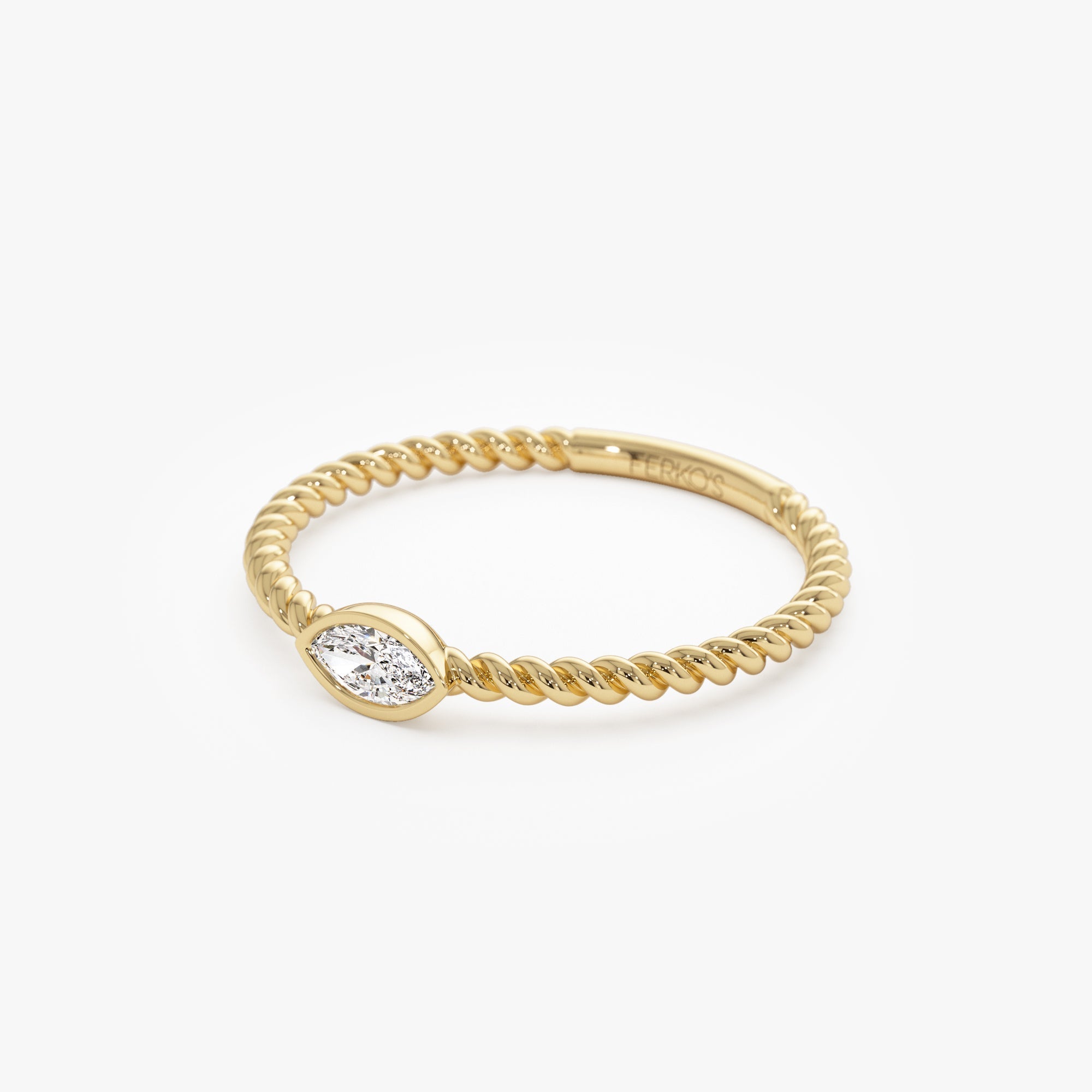 OBFJ0941 - 14kt Bezel Marquise Diamond Rope ring 8