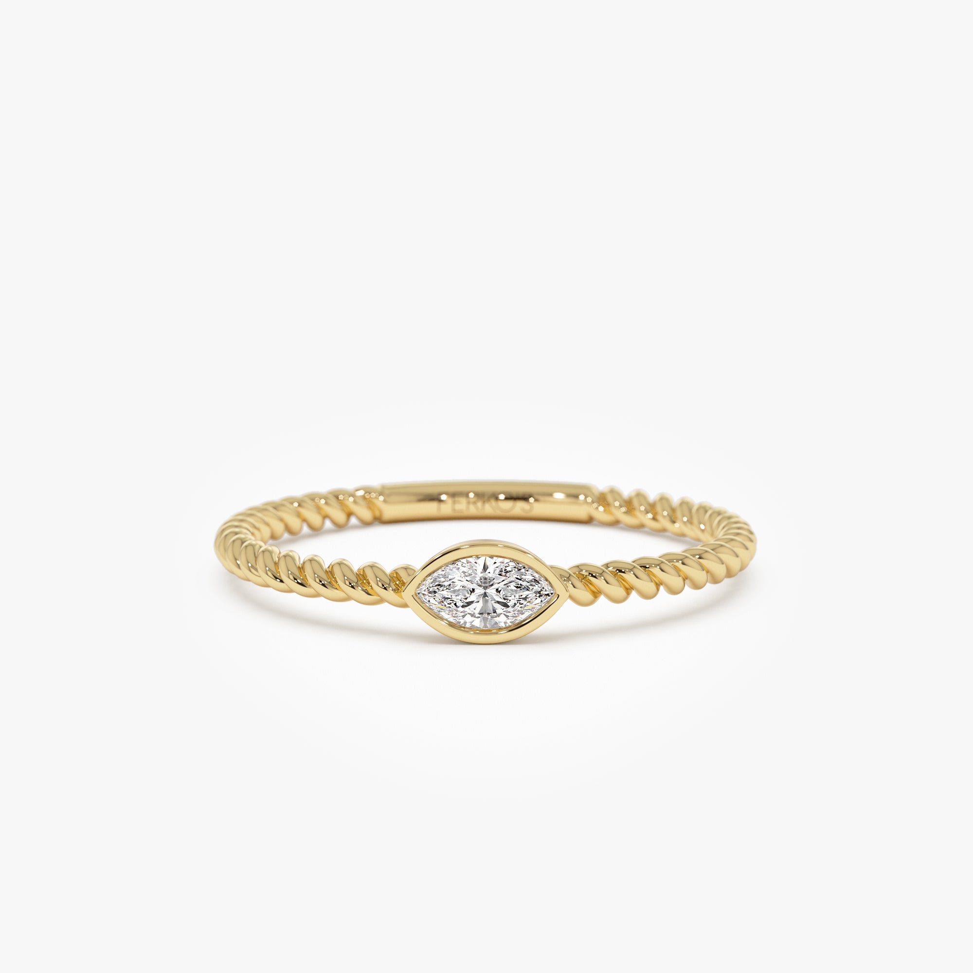 OBFJ0941 - 14kt Bezel Marquise Diamond Rope ring 1