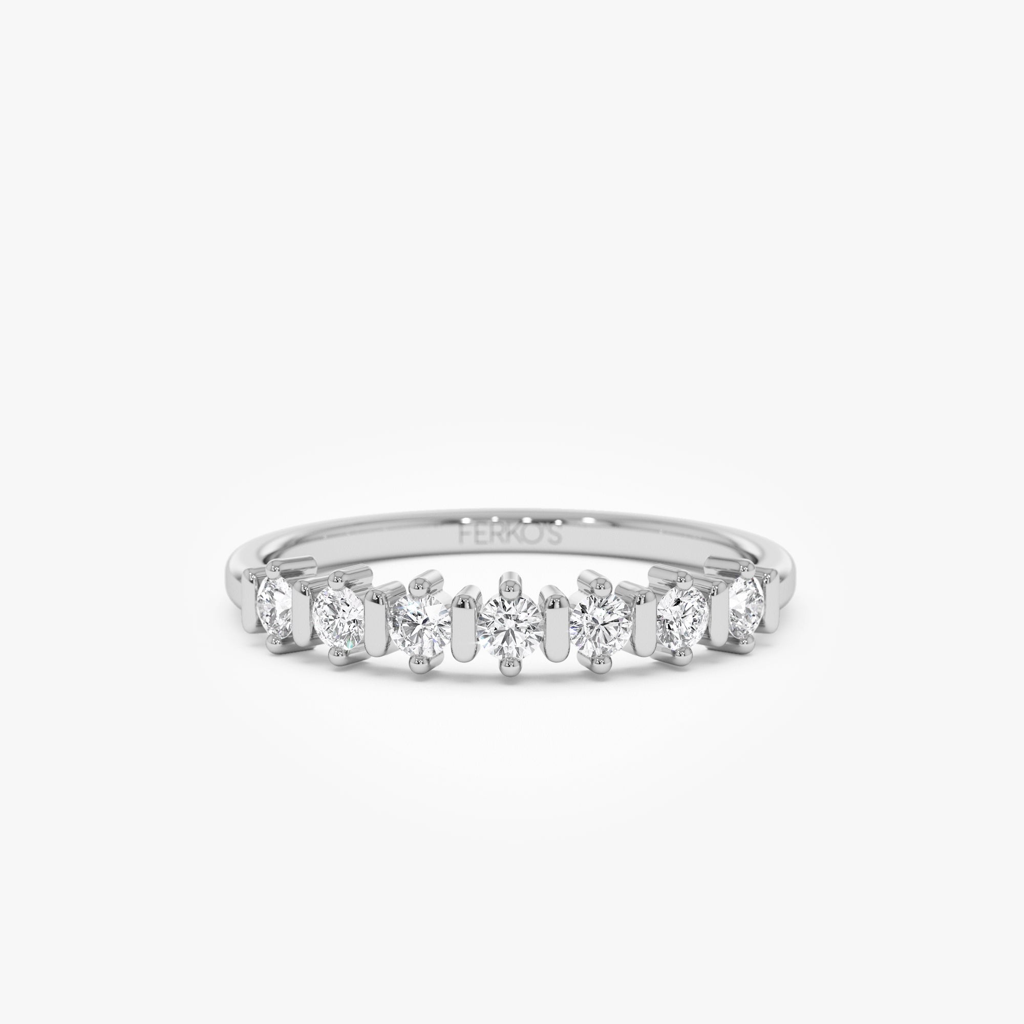 OBFJ0932 - 14K Round Cut 0.20 ctw Seven Stone Wedding Ring 7
