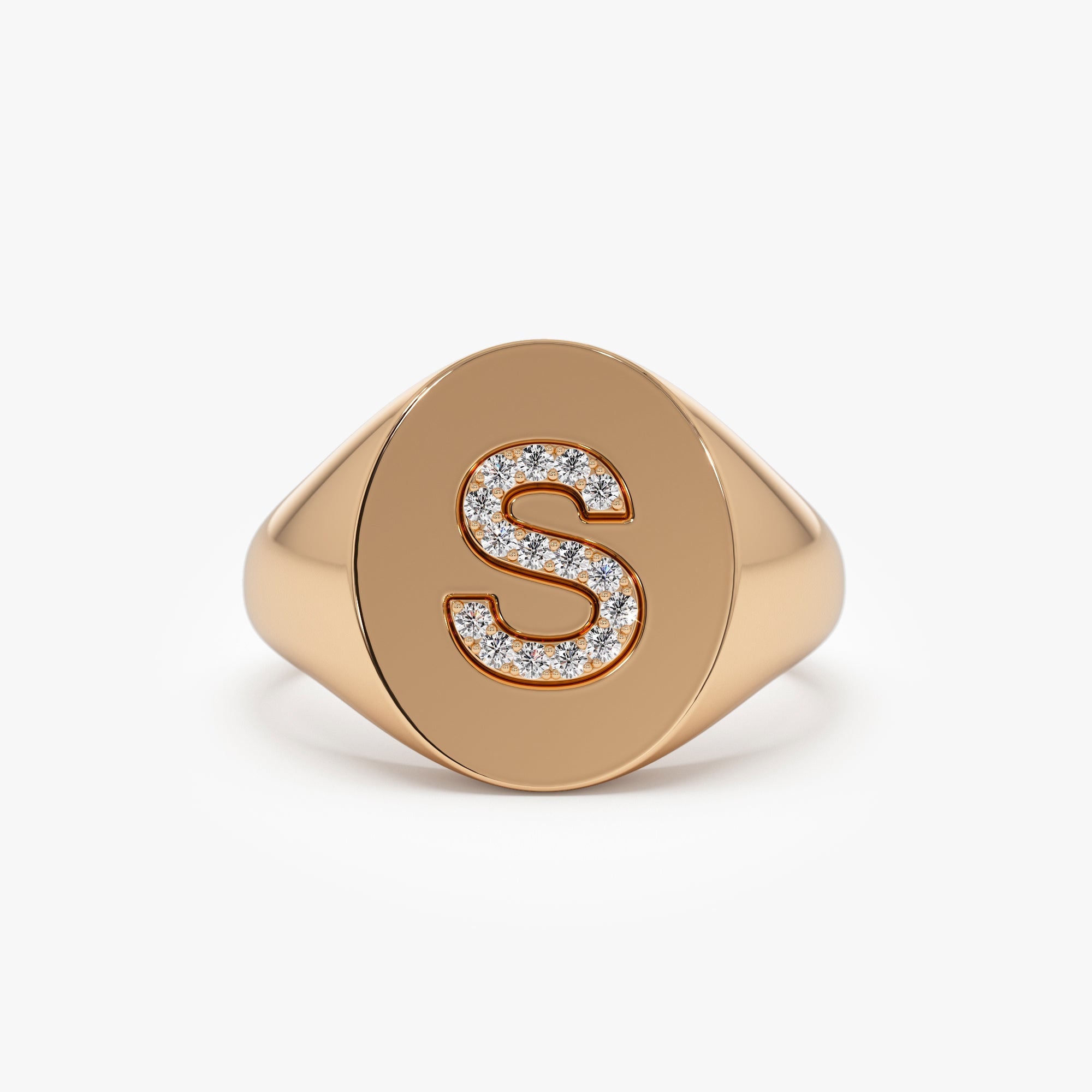 OBFJ0949 - 14K Diamond Letter Signet Ring 5