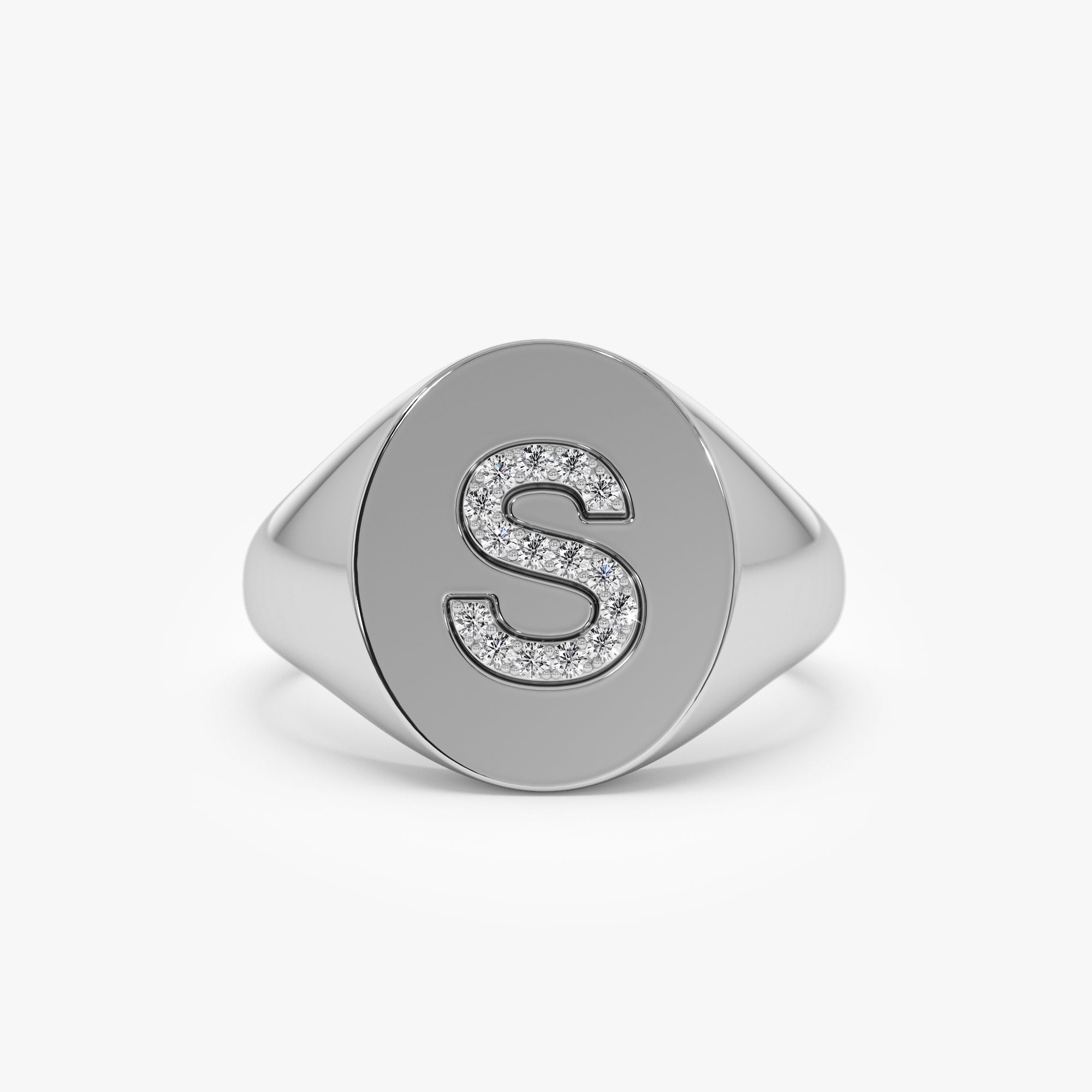 OBFJ0949 - 14K Diamond Letter Signet Ring 6