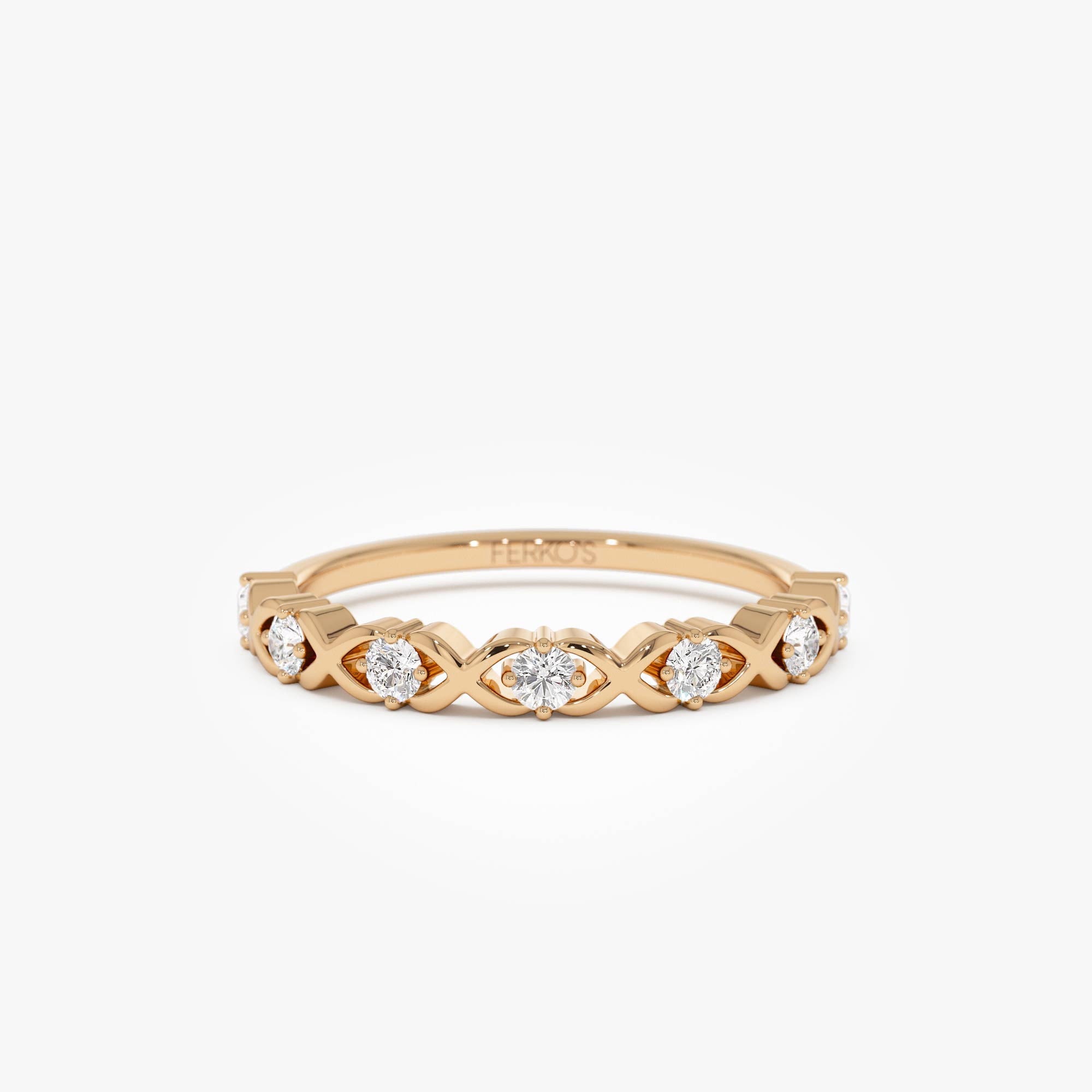 OBFJ0756 - 14k X O Design Diamond Wedding RIng 4