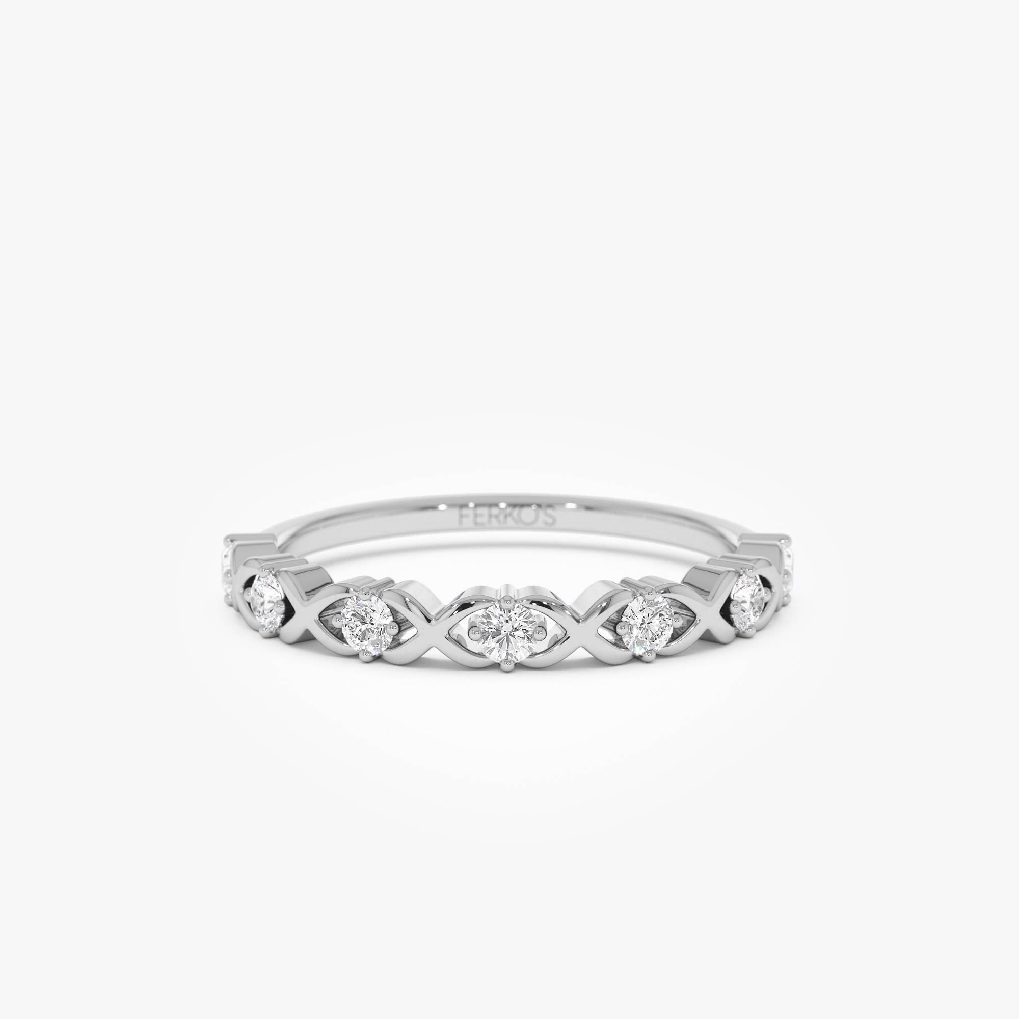 OBFJ0756 - 14k X O Design Diamond Wedding RIng 5