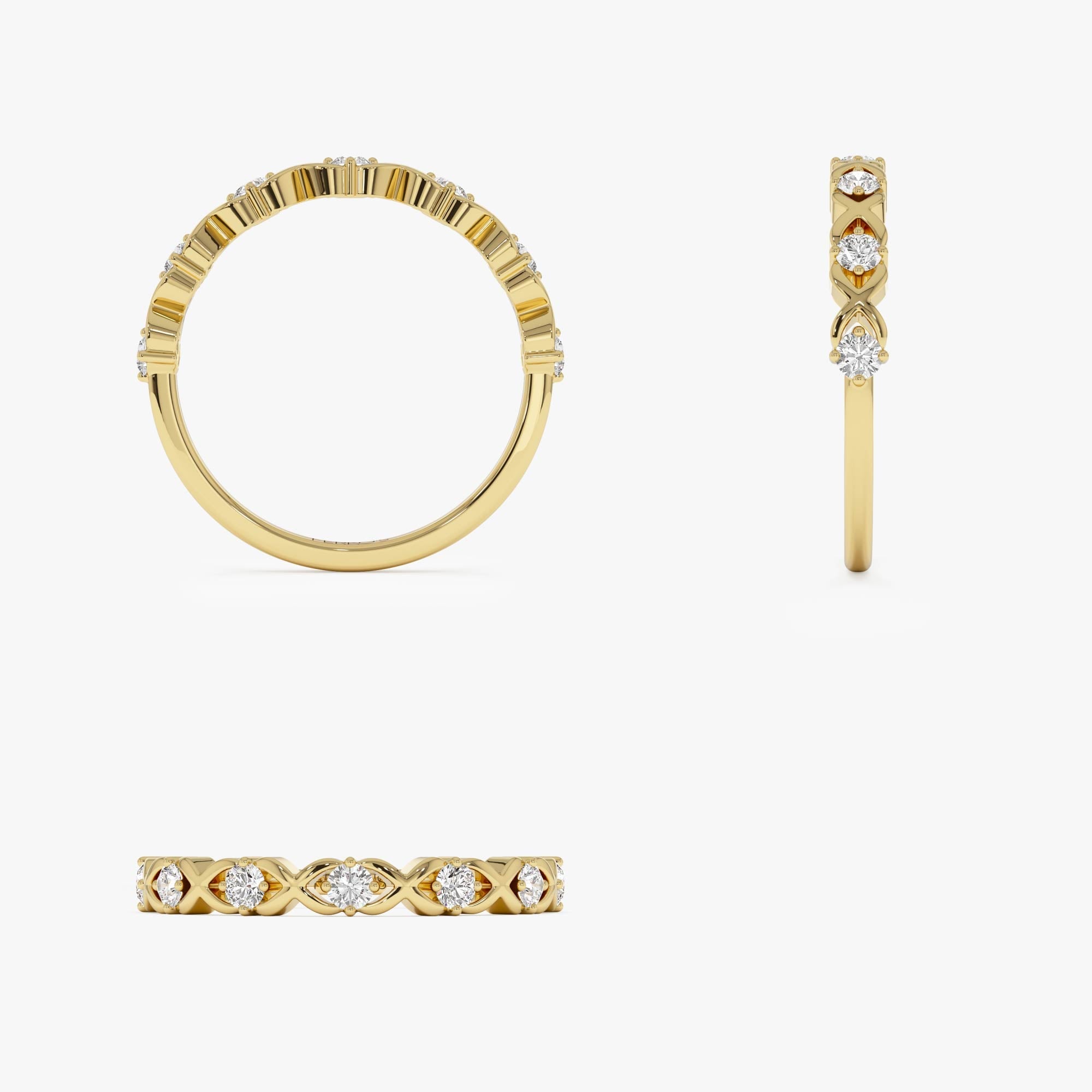 OBFJ0756 - 14k X O Design Diamond Wedding RIng 7