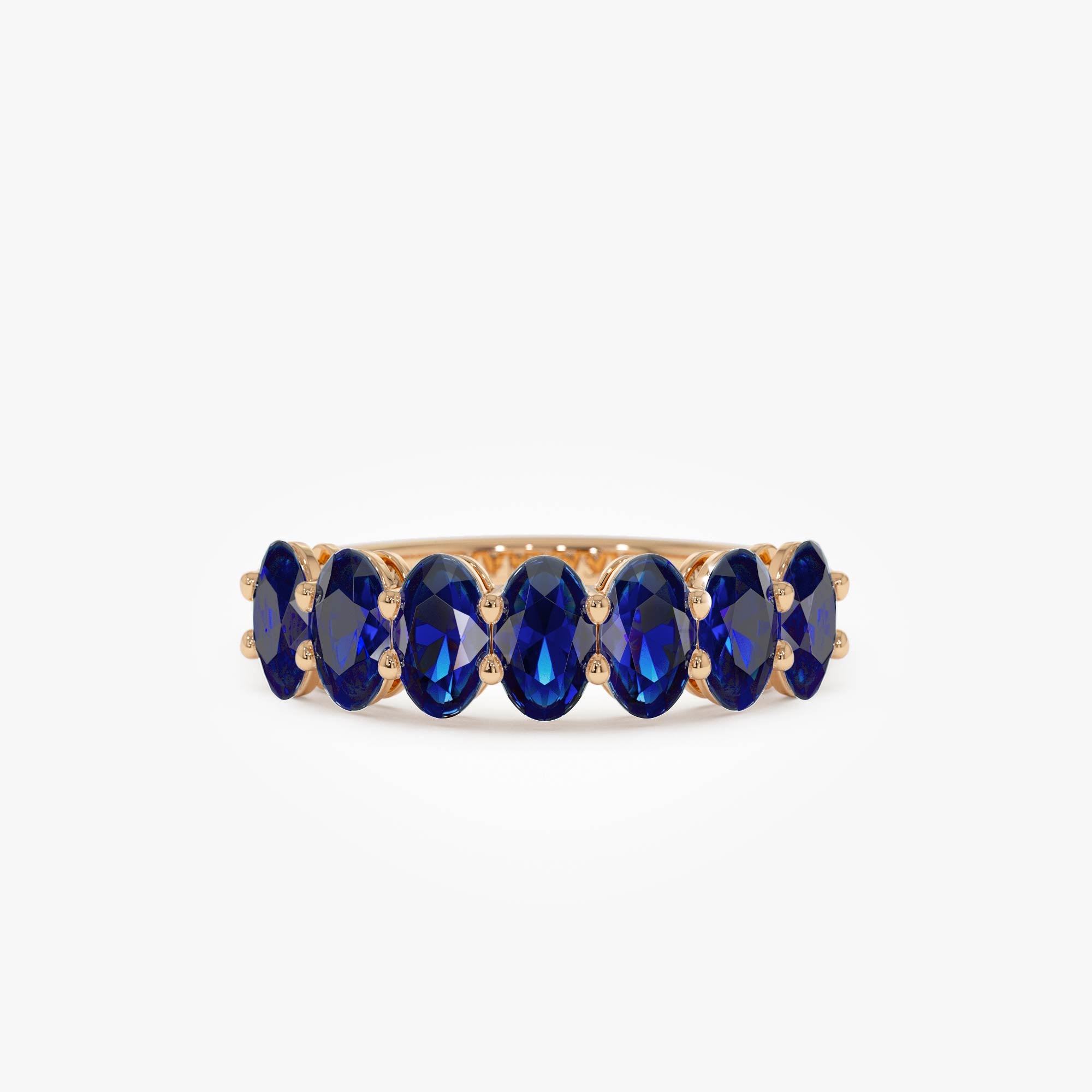 OBFJ0855 - 14k Oval Shaped Basket Setting Sapphire Ring 6
