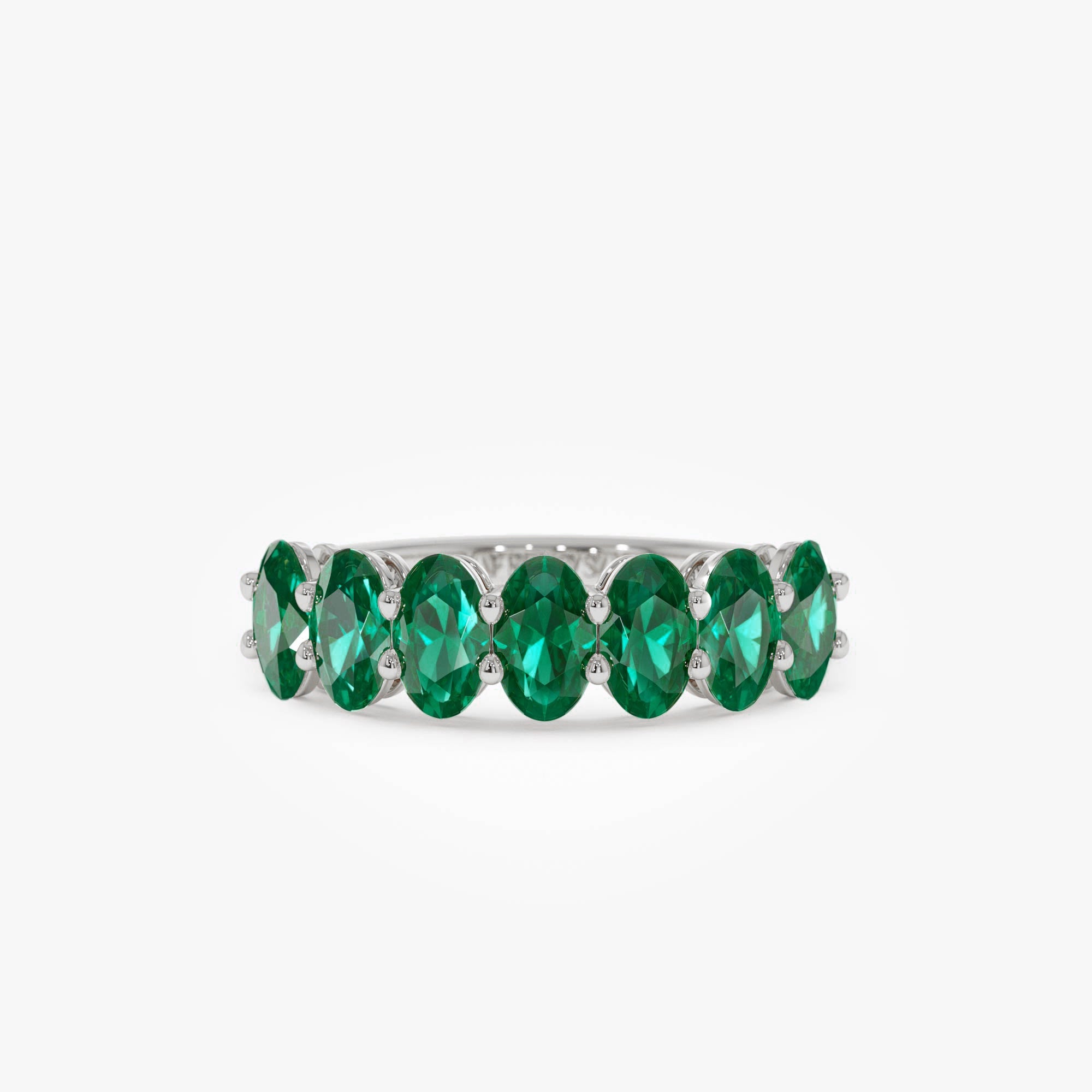 OBFJ0853 - 14k Oval Shaped Basket Setting Emerald Ring 8