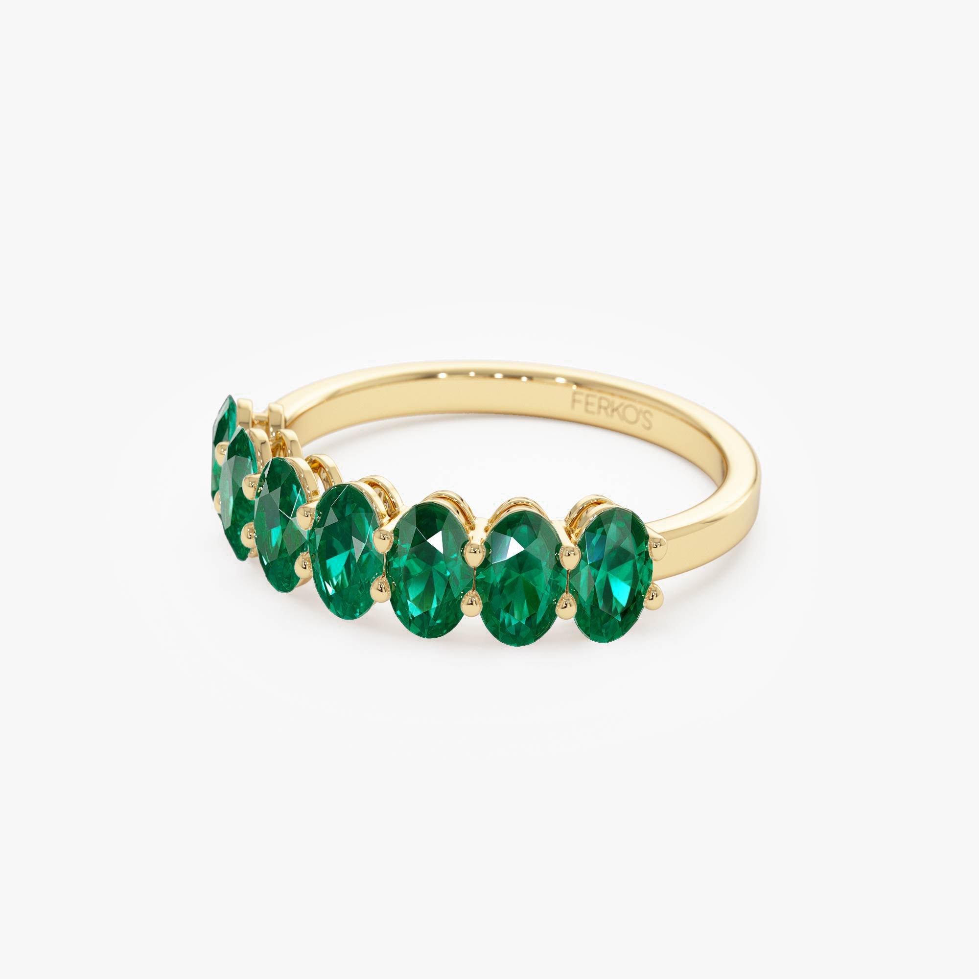 OBFJ0853 - 14k Oval Shaped Basket Setting Emerald Ring 9