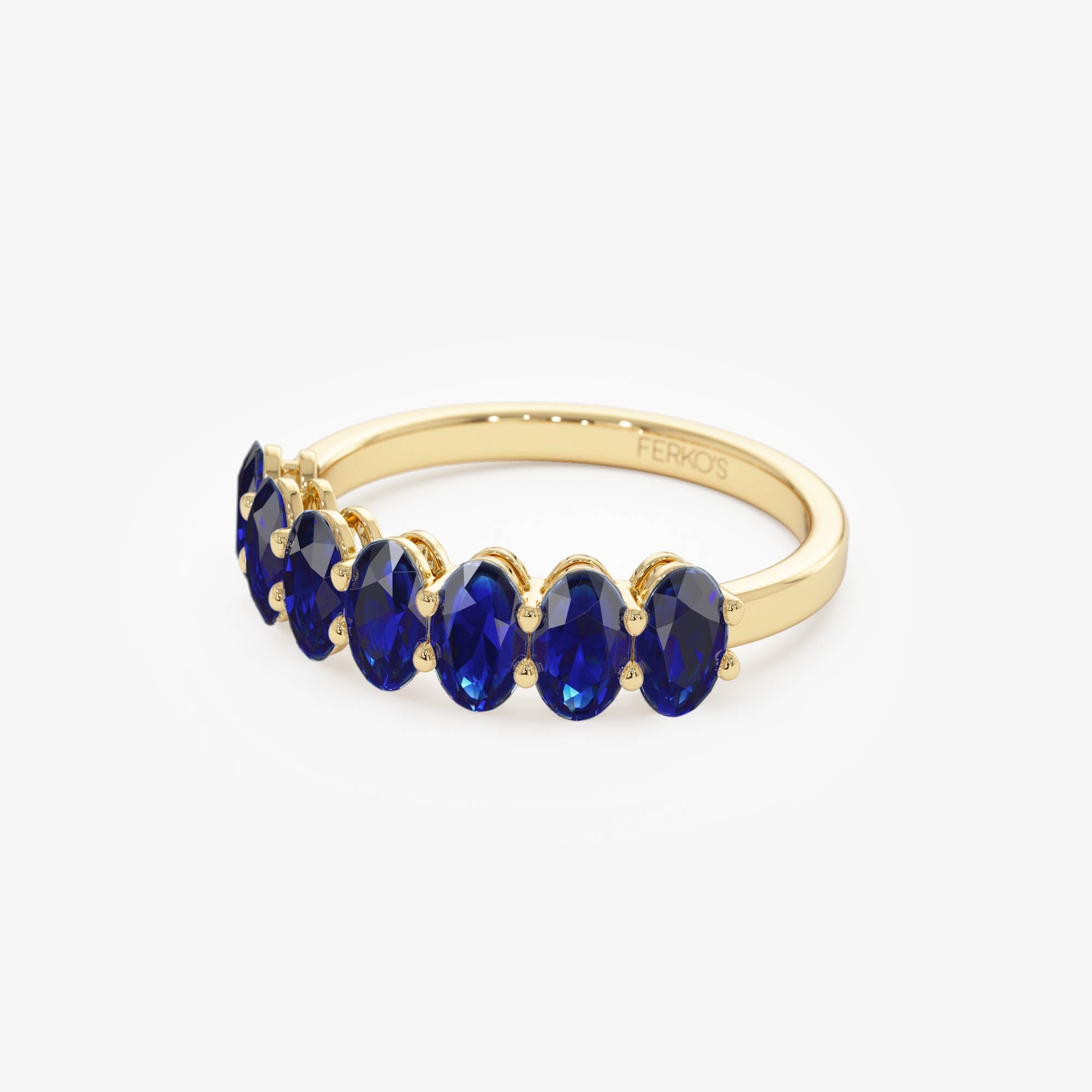 OBFJ0855 - 14k Oval Shaped Basket Setting Sapphire Ring 8