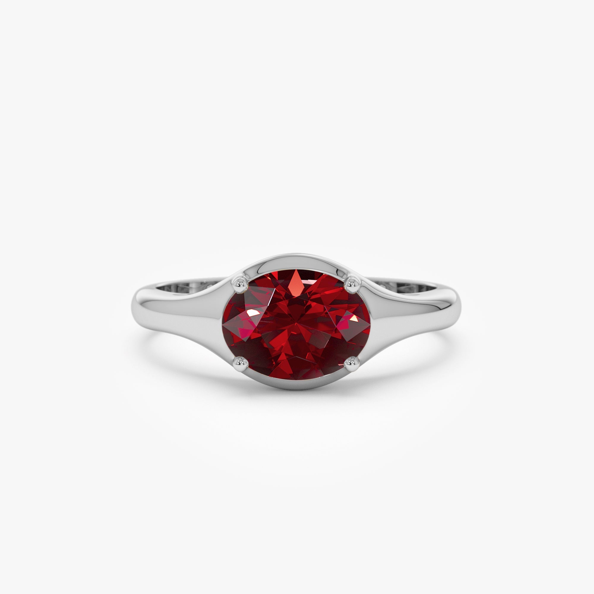 OBFJ0784 - 14K Oval Shape Prong Setting Garnet Ring 6