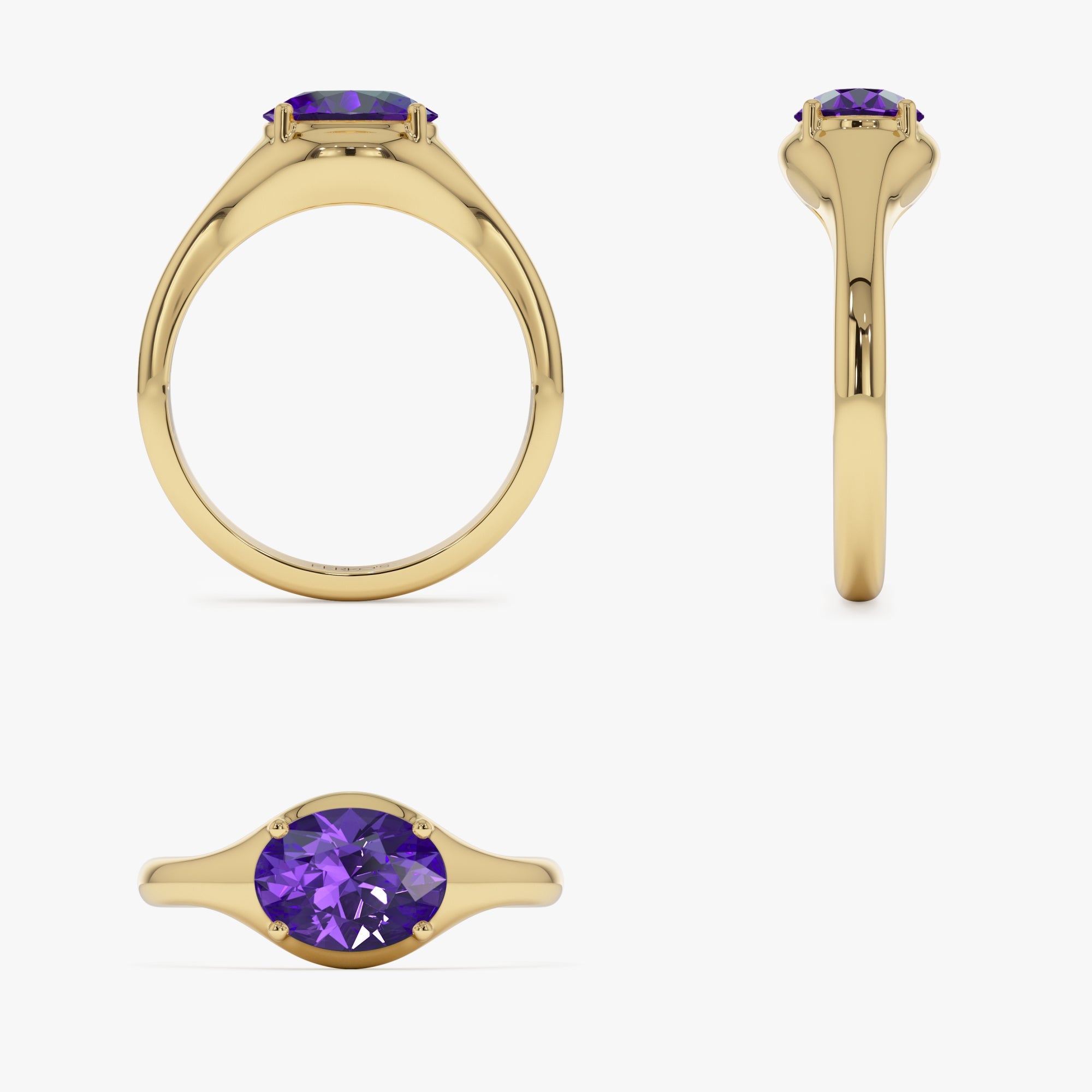 OBFJ0783 - 14K Oval Shape Prong Setting Amethyst Ring 8