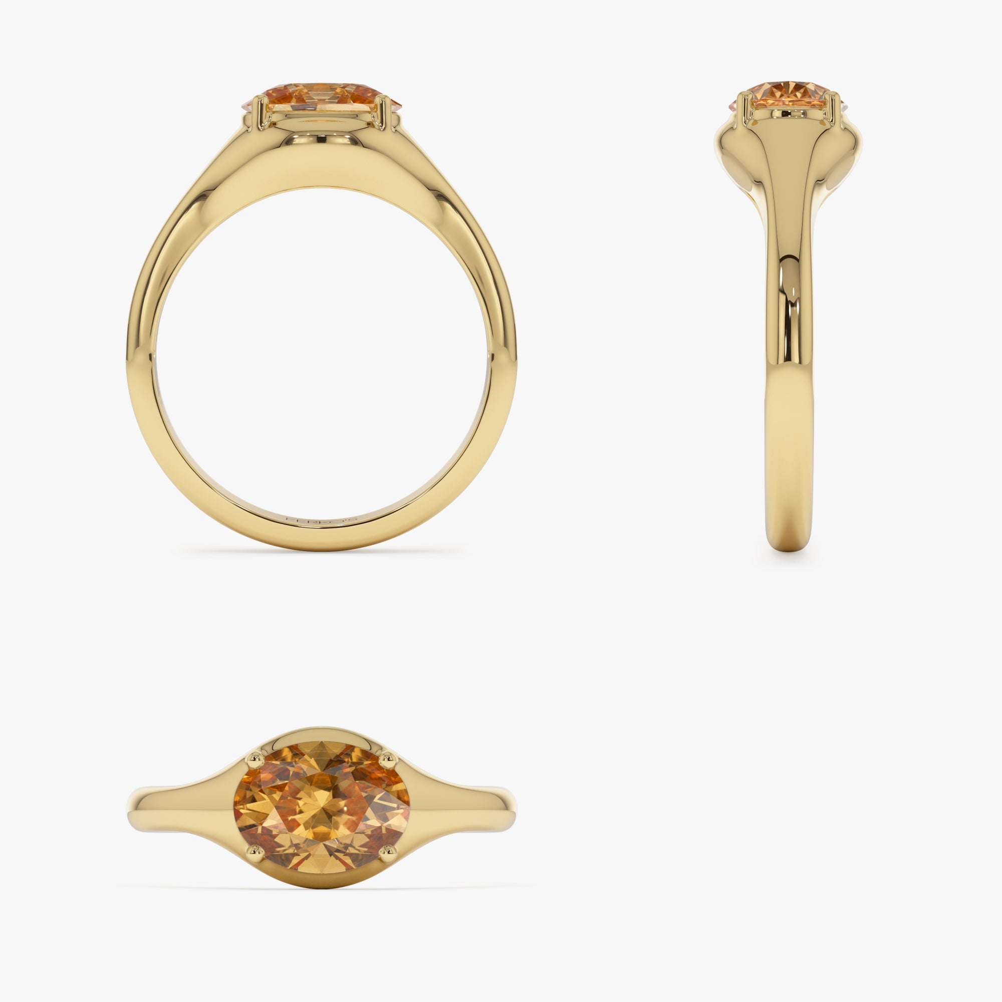 OBFJ0786 - 14K Oval Shape Prong Setting Citrine Ring 7