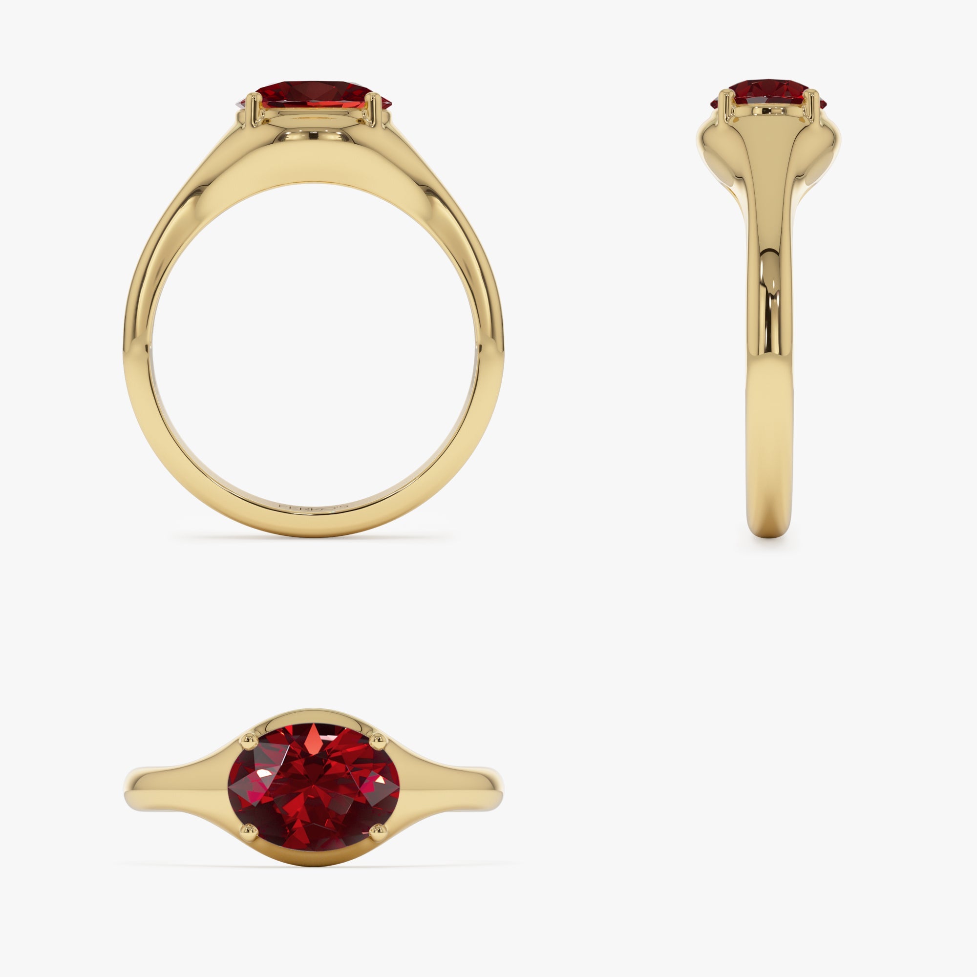 OBFJ0784 - 14K Oval Shape Prong Setting Garnet Ring 8