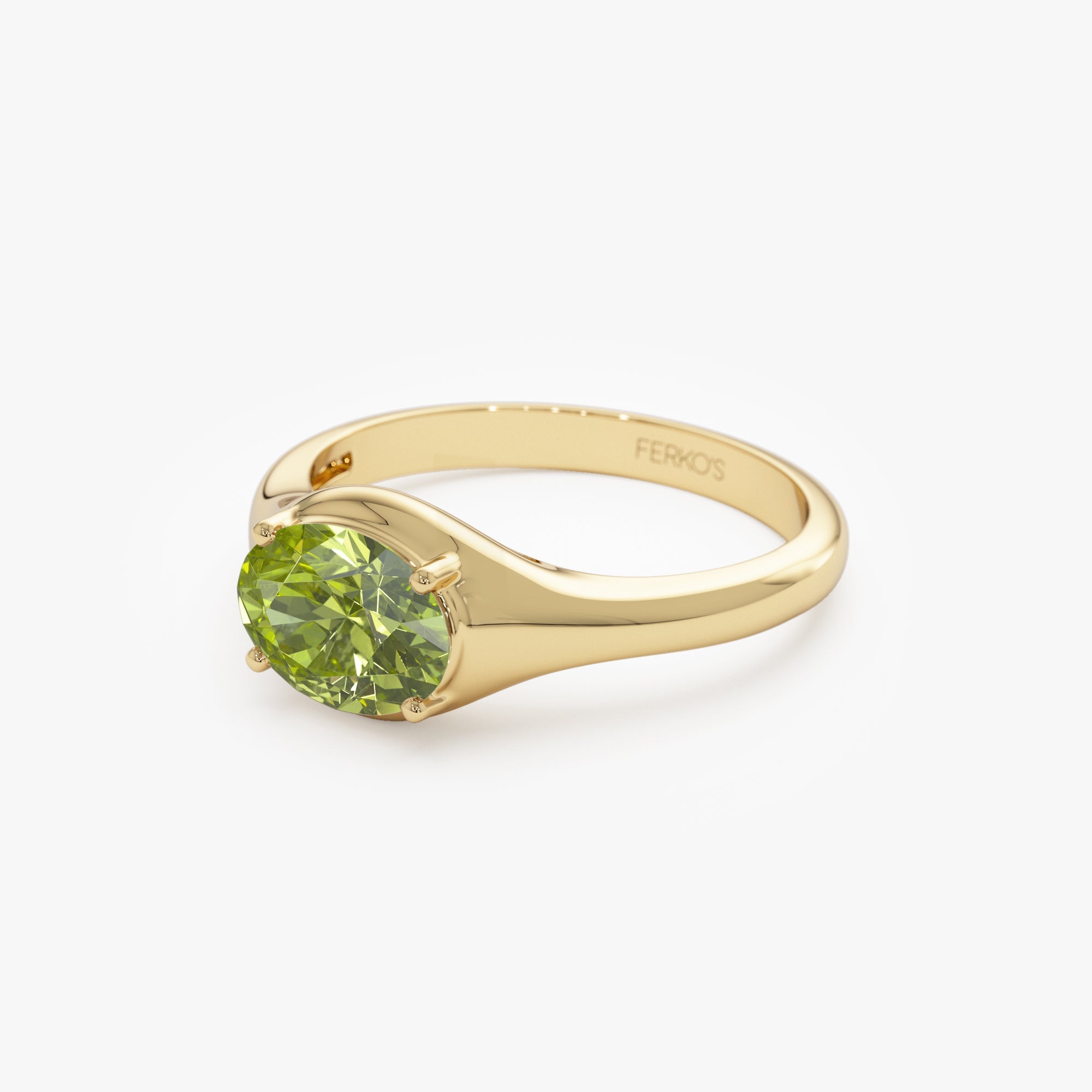 OBFJ0782 - 14K Oval Shape Prong Setting Peridot Ring 7