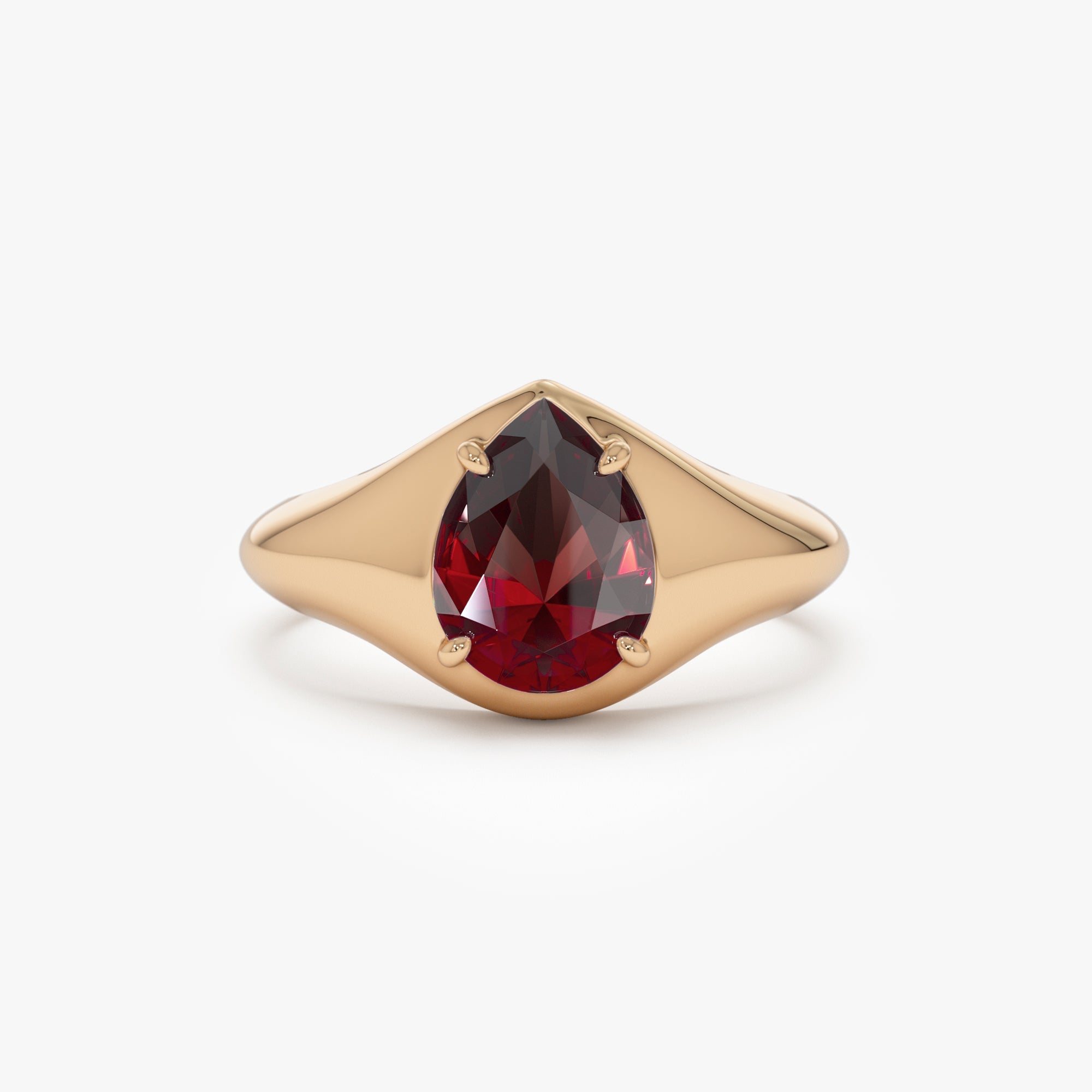 OBFJ0780 - 14K Pear Shaped Garnet Statement Ring 5