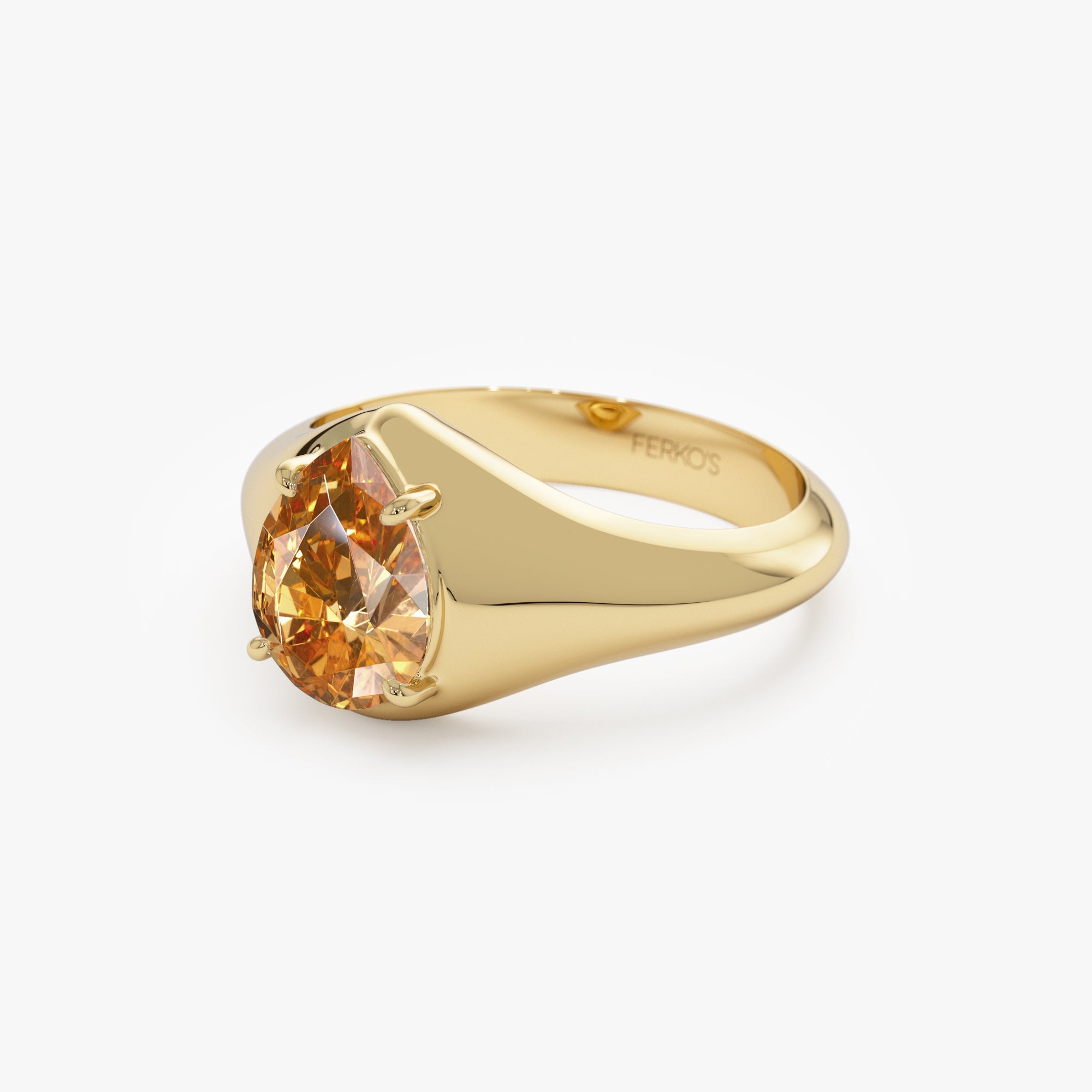 OBFJ0779 - 14K Pear Shaped Citrine Statement Ring 7