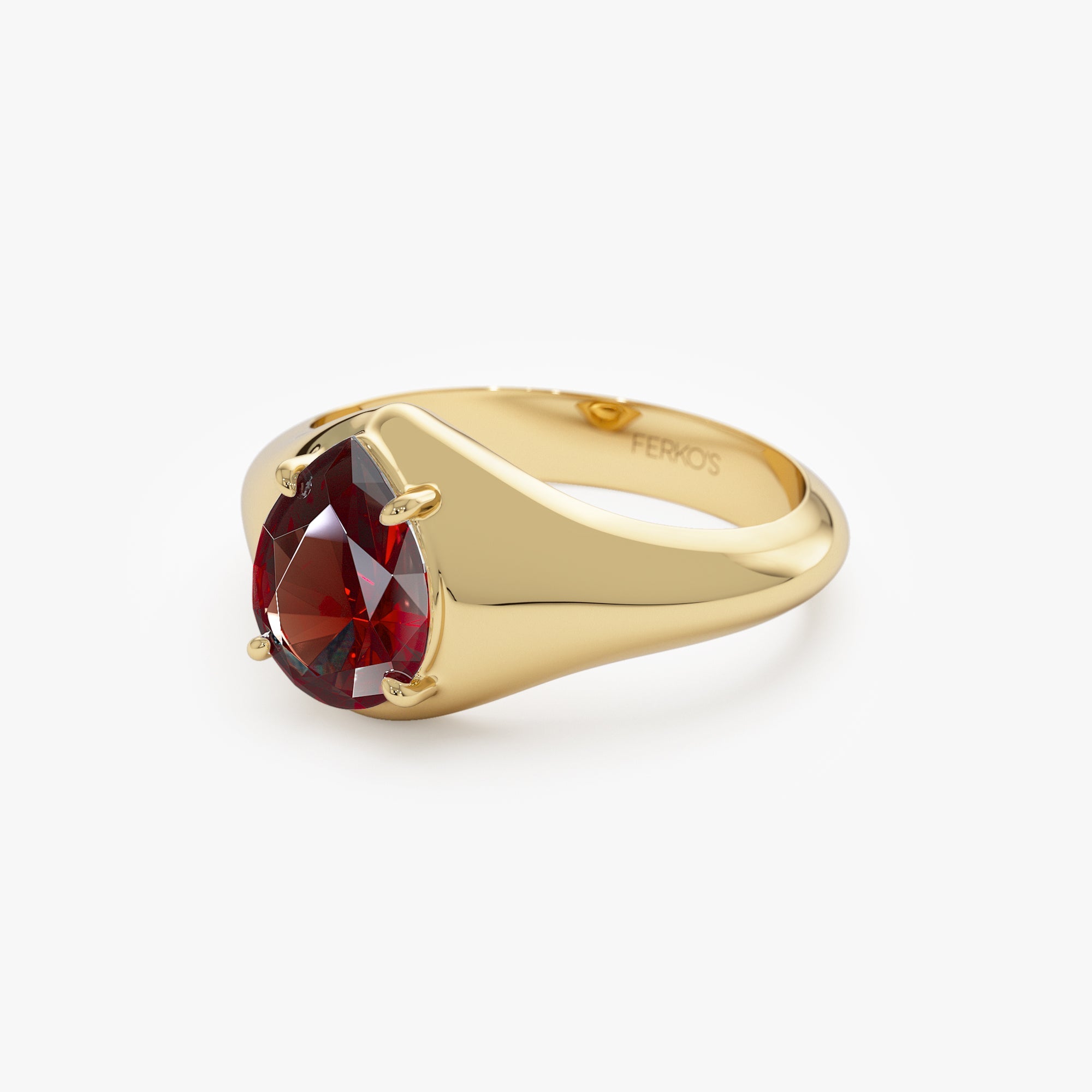 OBFJ0780 - 14K Pear Shaped Garnet Statement Ring 7