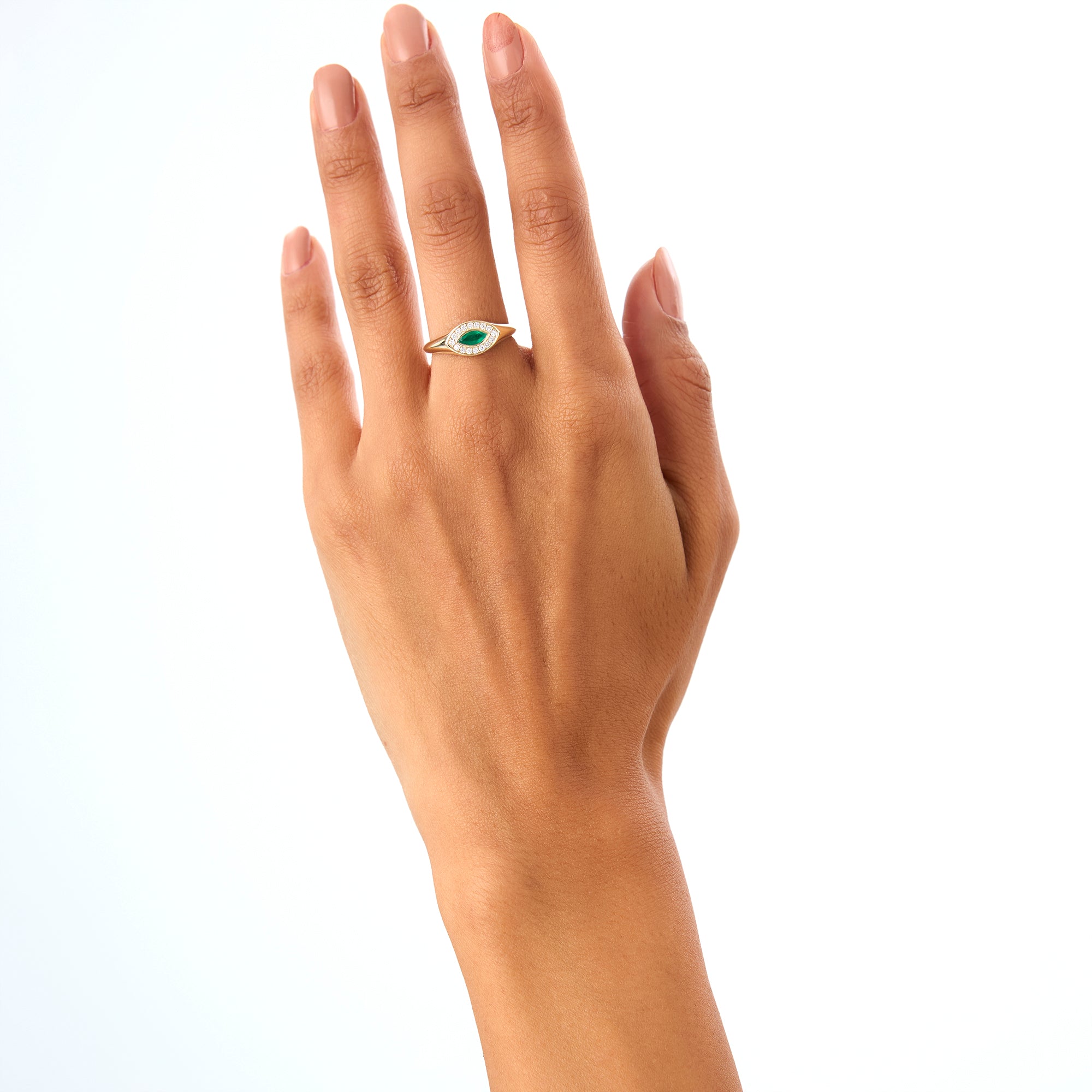 OBFJ0642 - 14K Marquise Emerald Halo Setting Ring 6