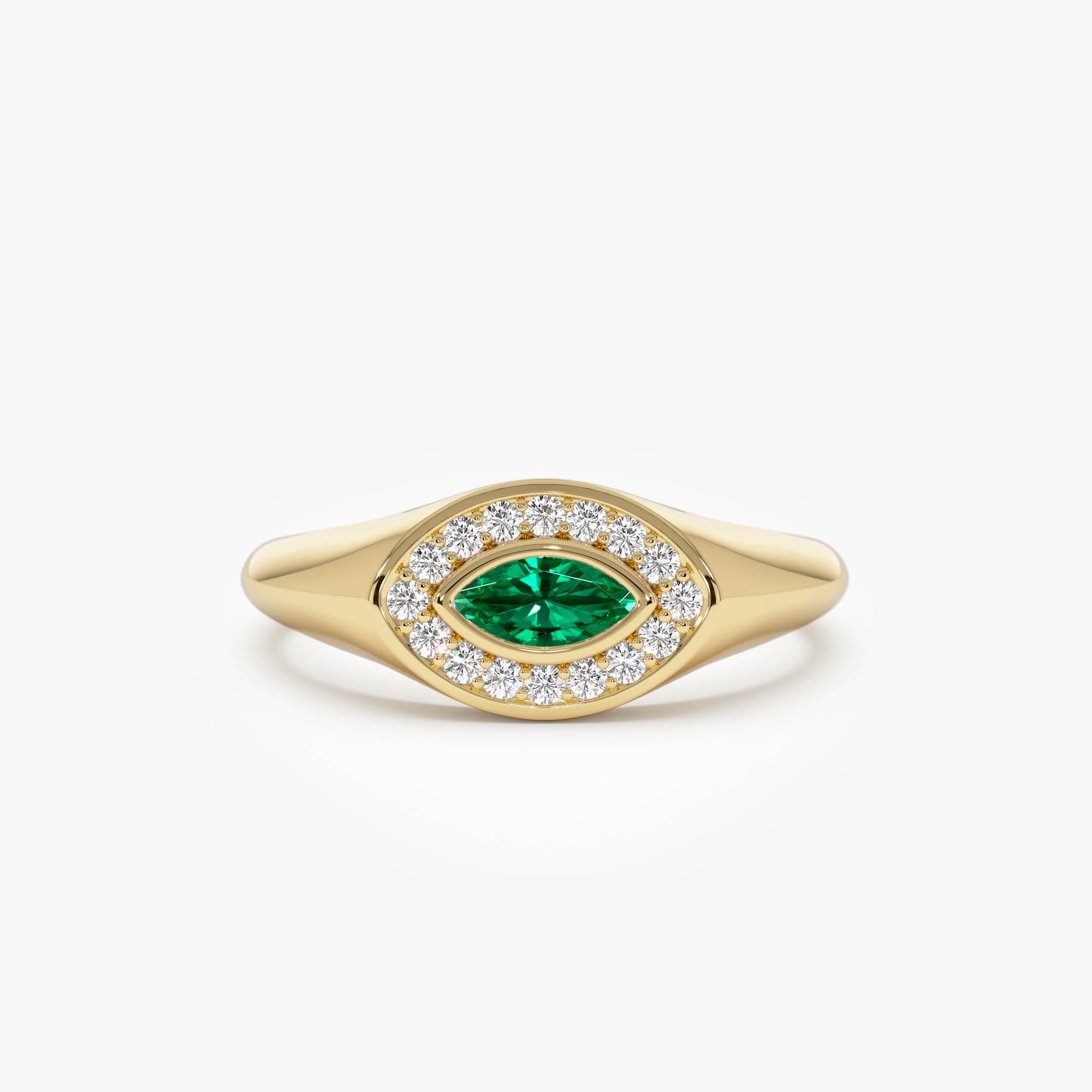 OBFJ0642 - 14K Marquise Emerald Halo Setting Ring 1