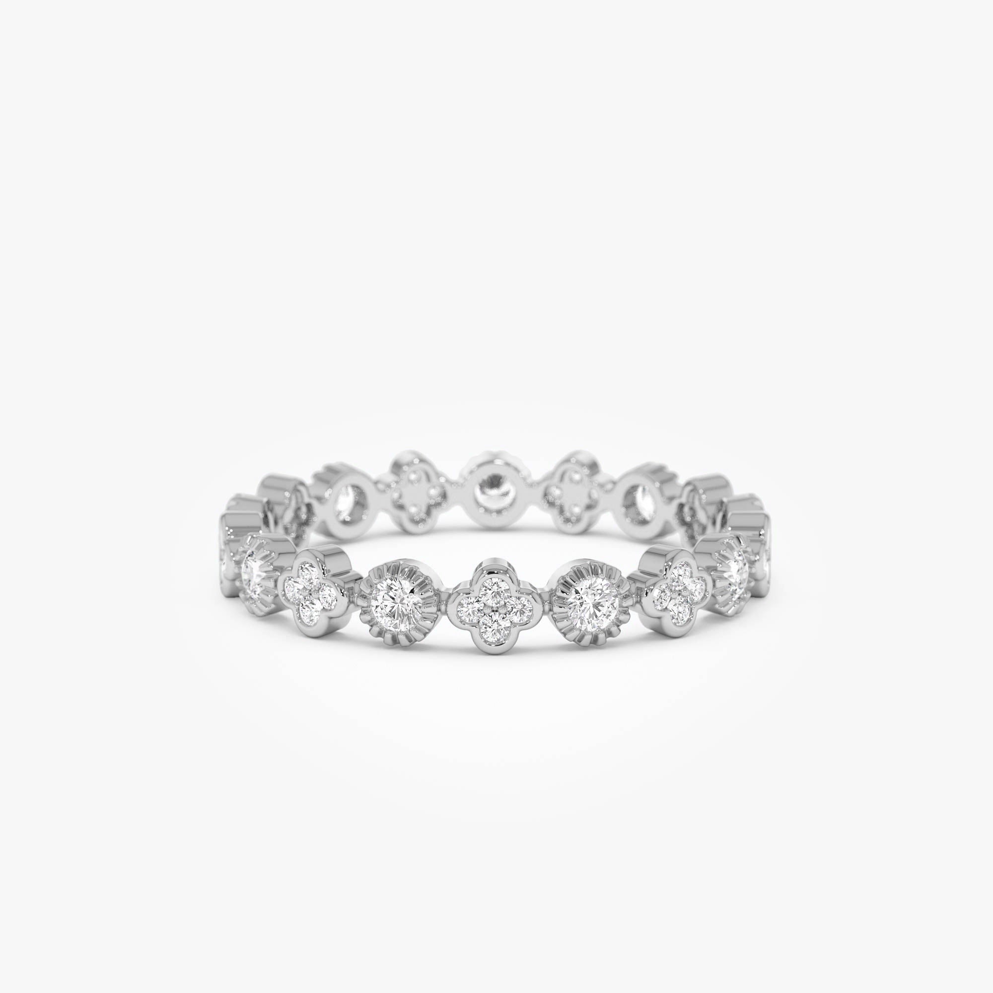 OBFJ0651 - 14k Diamond Eternity Bezel and Clover Ring 6