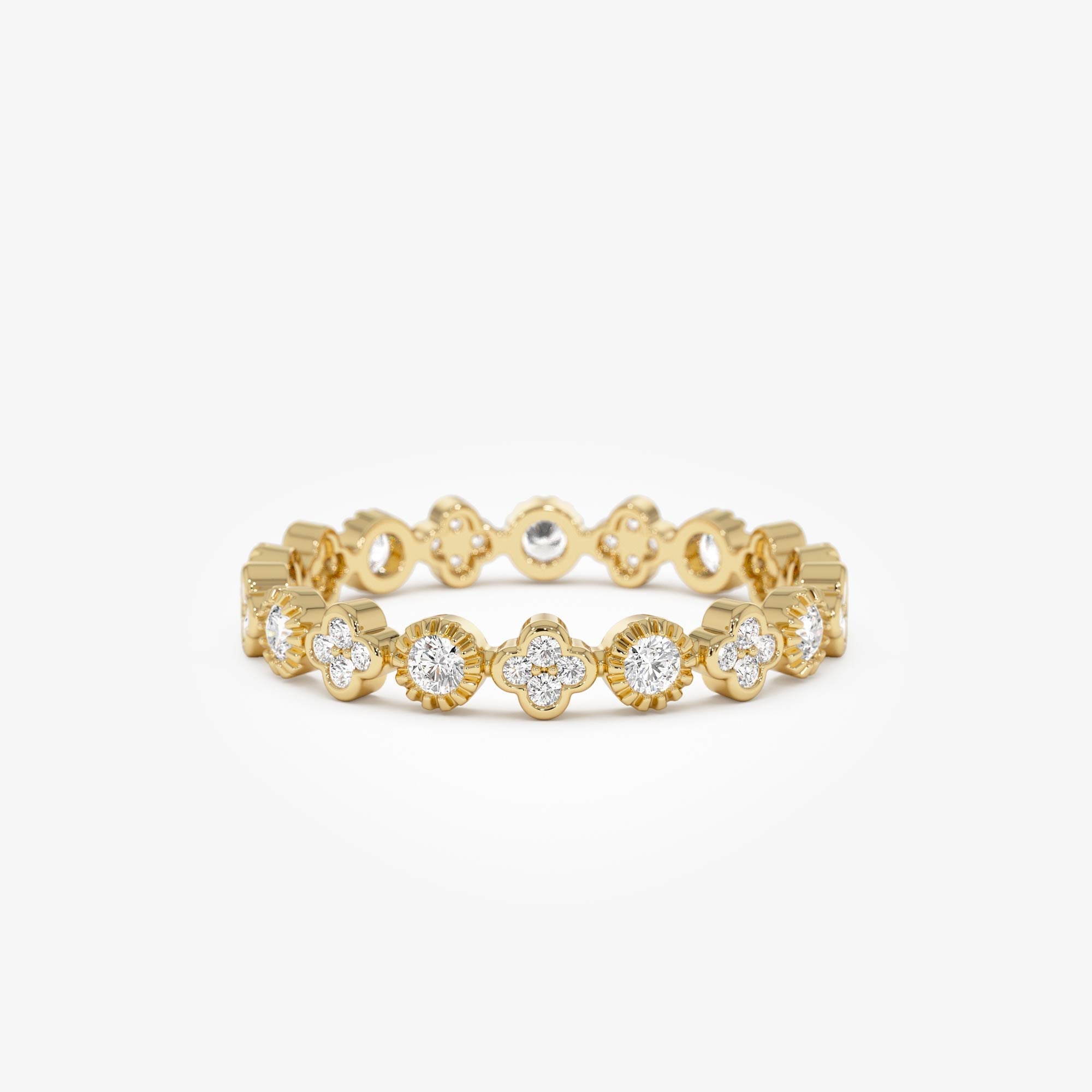 OBFJ0651 - 14k Diamond Eternity Bezel and Clover Ring 1