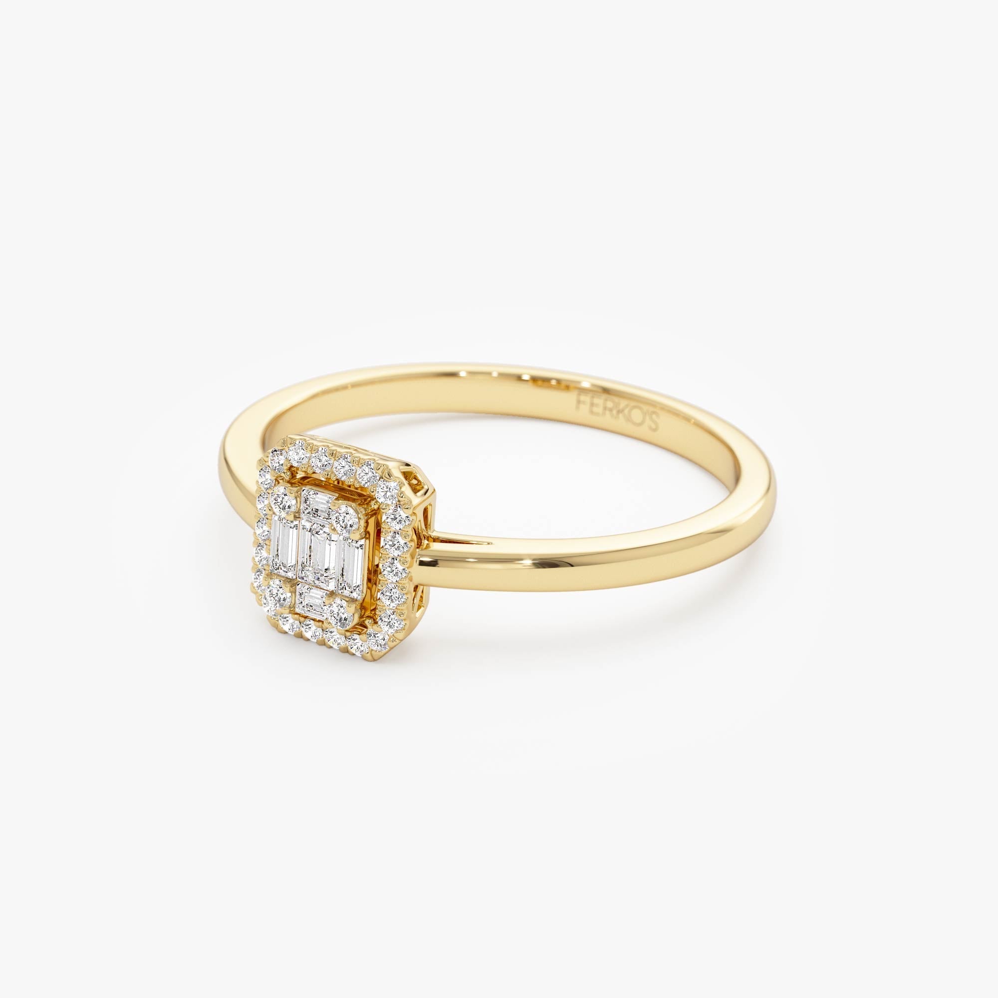 OBFJ0648 - 14k Diamond Halo Ring Rectangular Baguette Style 7