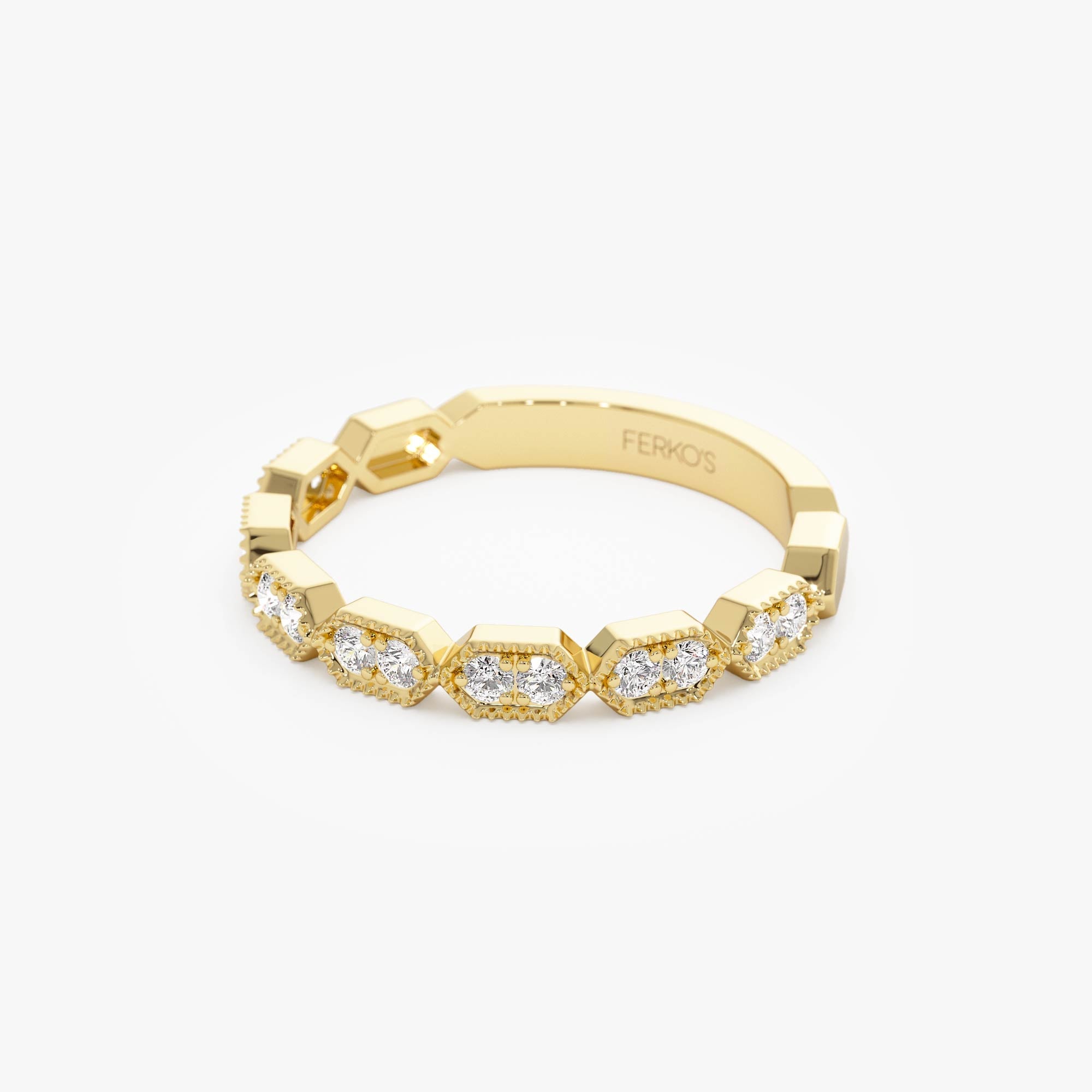 OBFJ0636 - 14k Stacking Filigree Diamond Ring 5