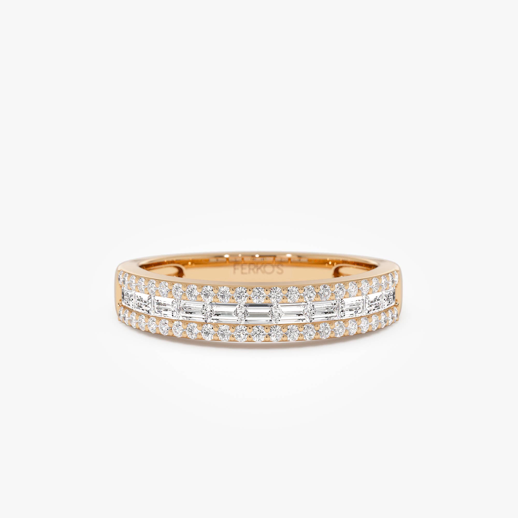 OBFJ0692 - 14k Horizontal Set Baguette Diamond Anniversary Band 7