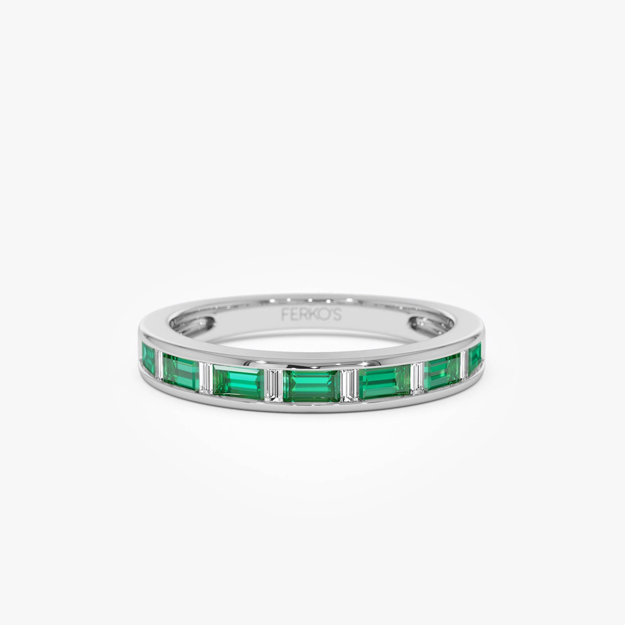 OBFJ0690 - 14k Baguette Diamond & Emerald Ring 8