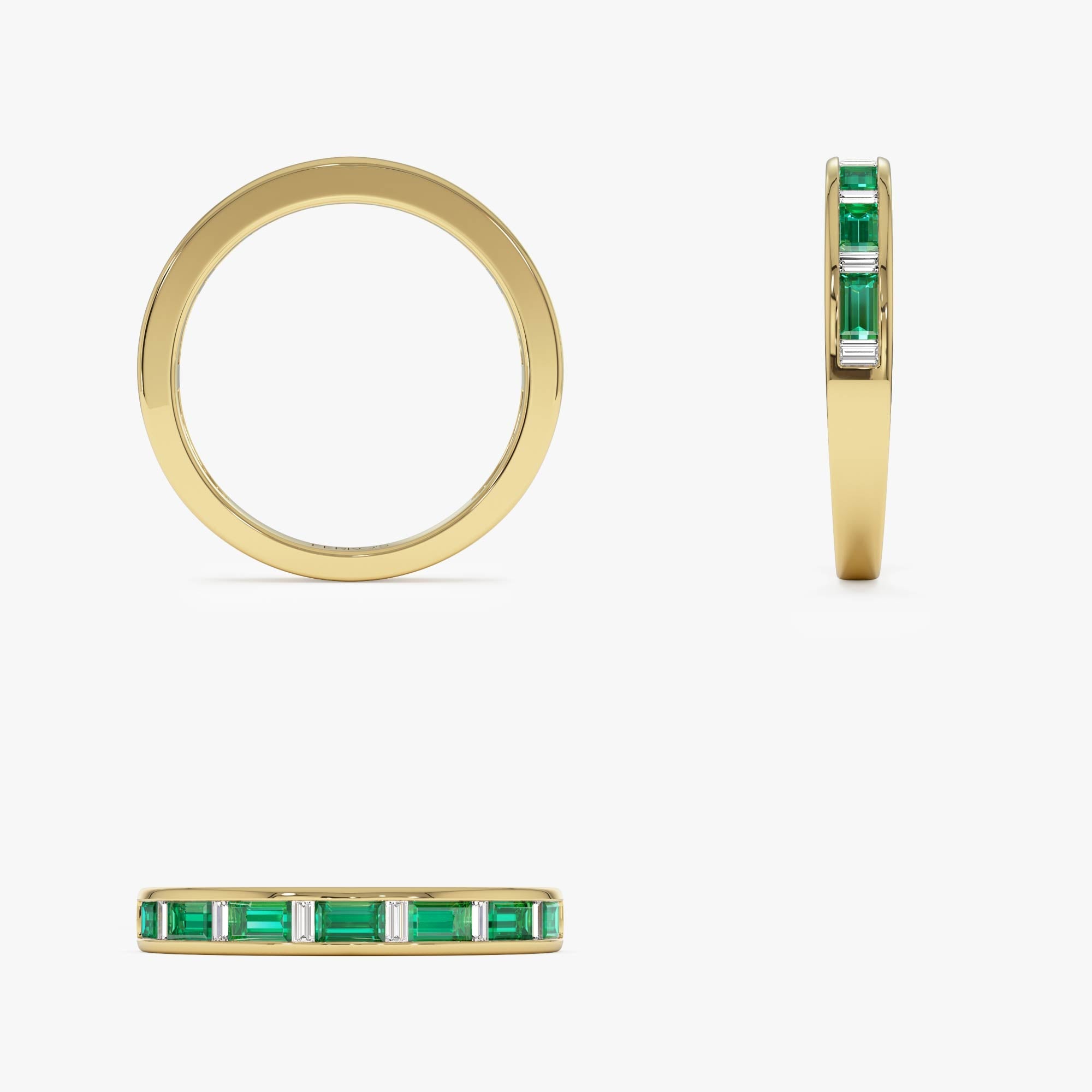 OBFJ0690 - 14k Baguette Diamond & Emerald Ring 10
