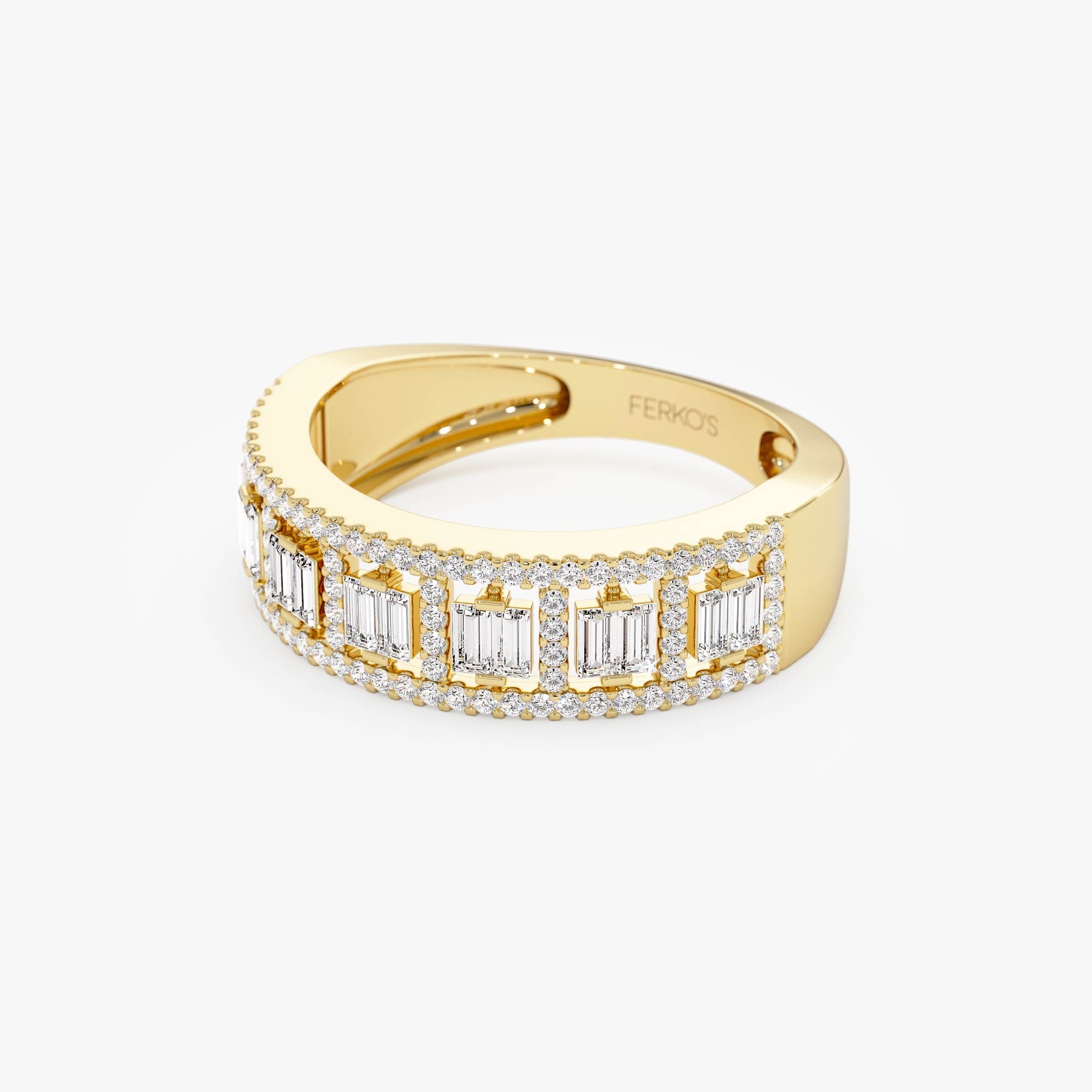 OBFJ0689 - 14k Wide Diamond Baguette Pave Ring 8