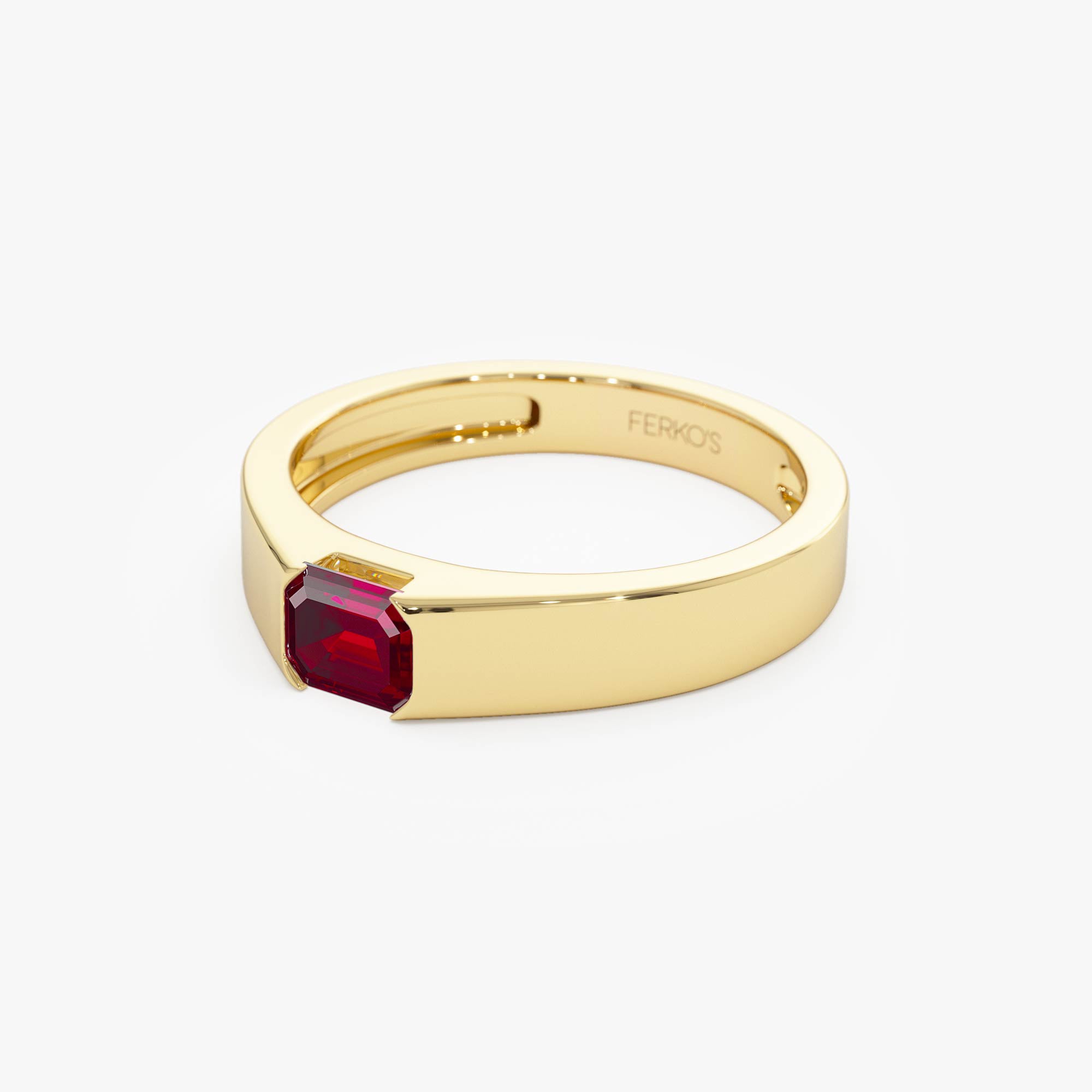 OBFJ0687 - 14k Emerald Cut Ruby Solitaire Ring 7