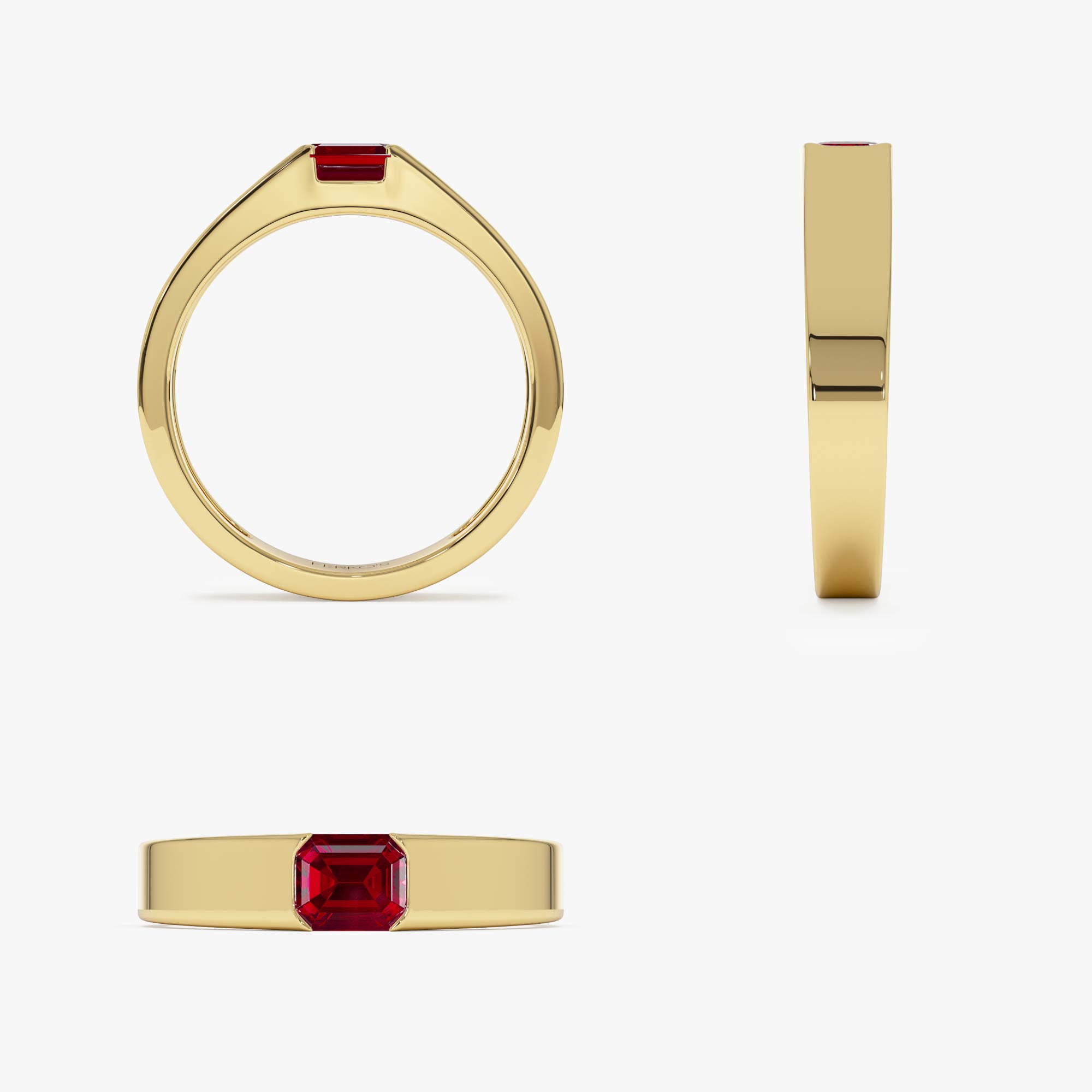OBFJ0687 - 14k Emerald Cut Ruby Solitaire Ring 8