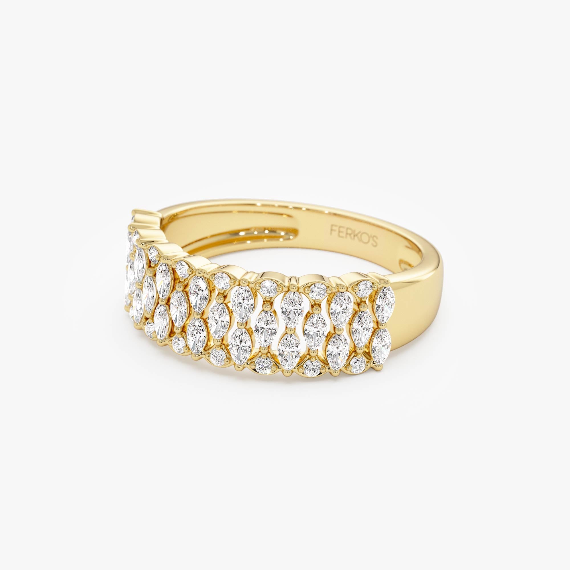 OBFJ0001 - Multi Row Marquise Diamond Anniversary Ring - 14k Gold 5